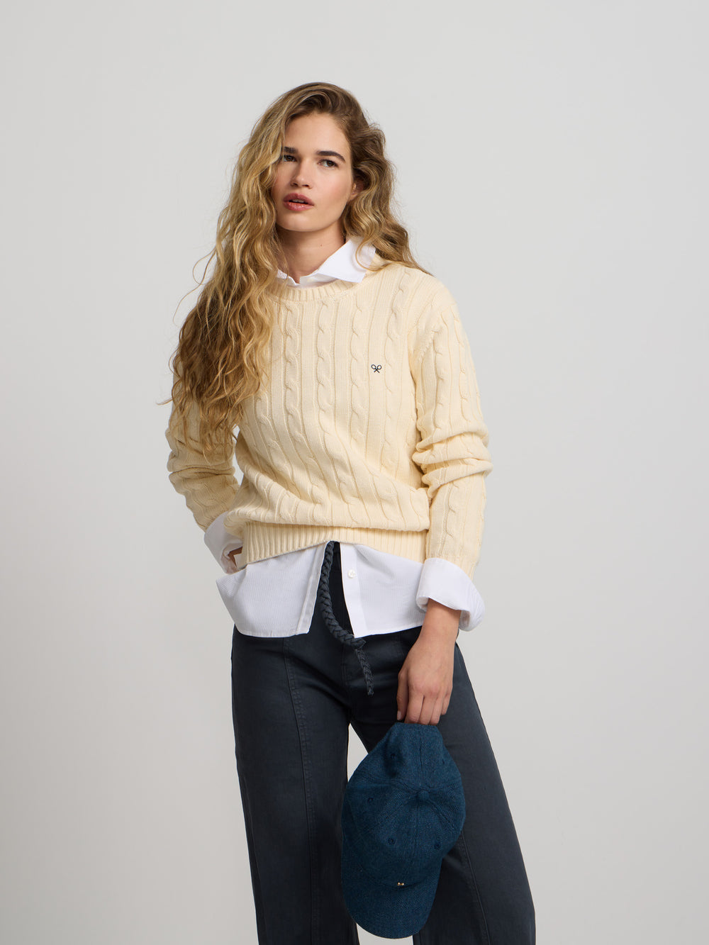 Pull écru en maille huit