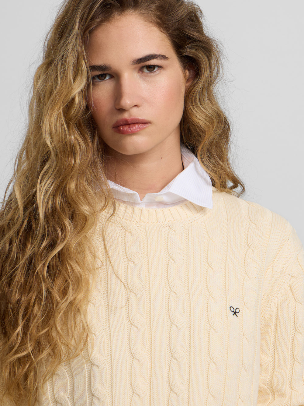 Pull écru en maille huit