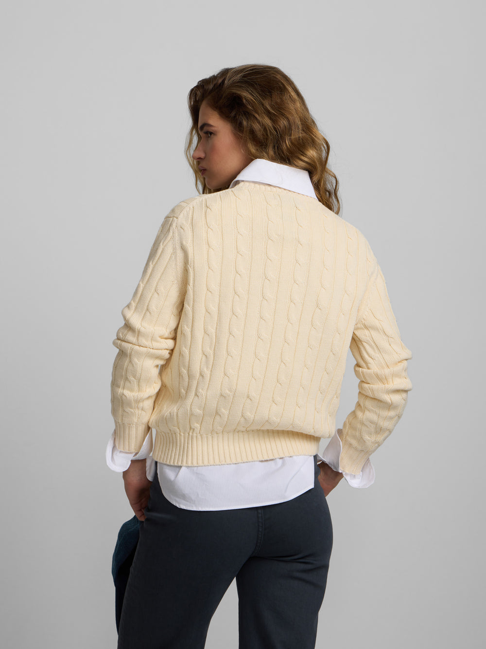 Pull écru en maille huit