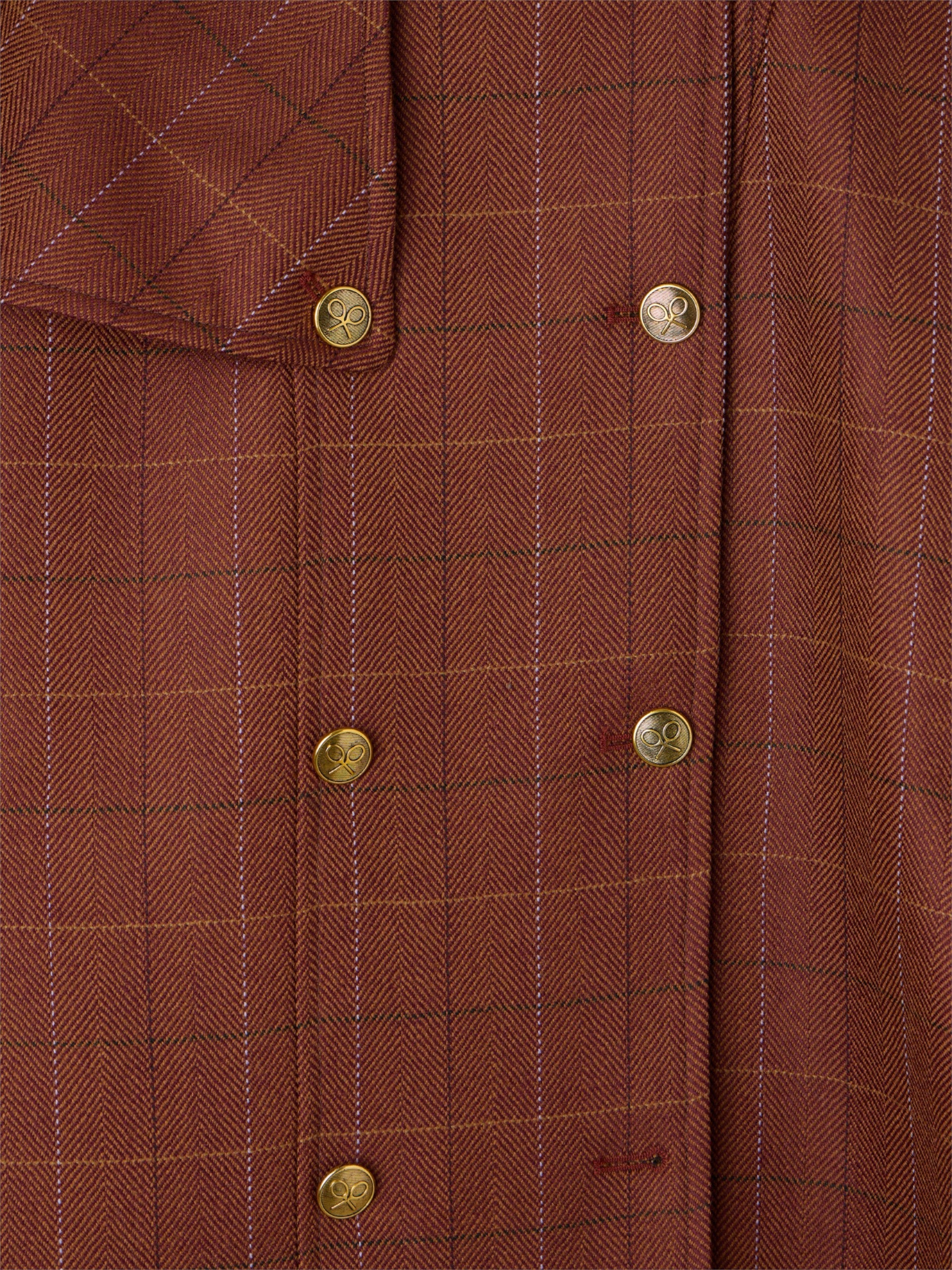 Brown plaid leather detail cape