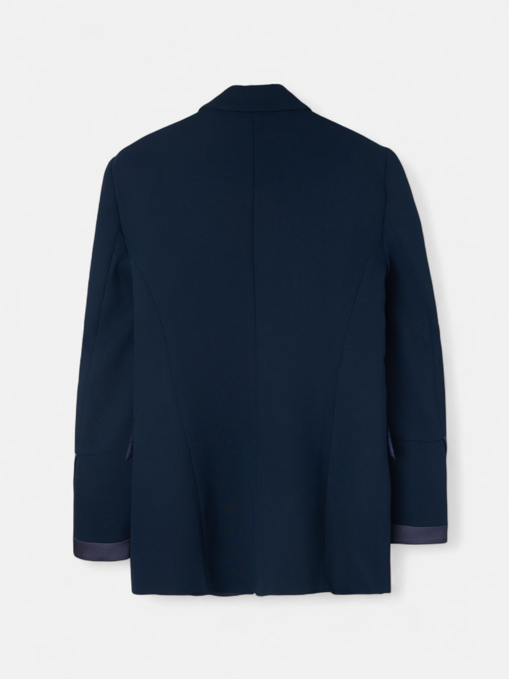 Blazer clássico com detalhes em cetim azul-marinho