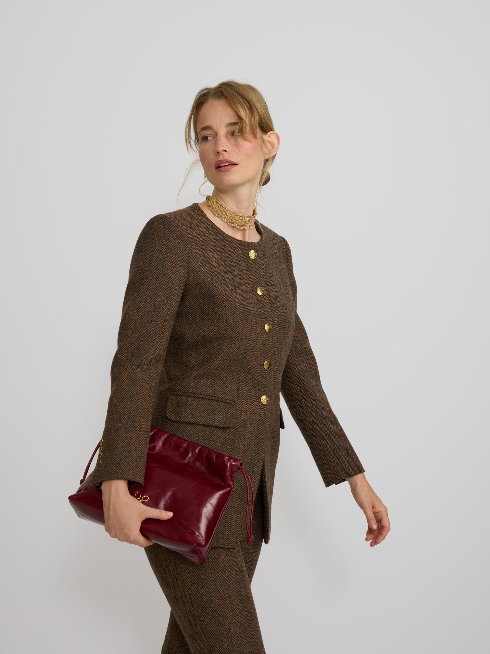 Americana espiga marrones