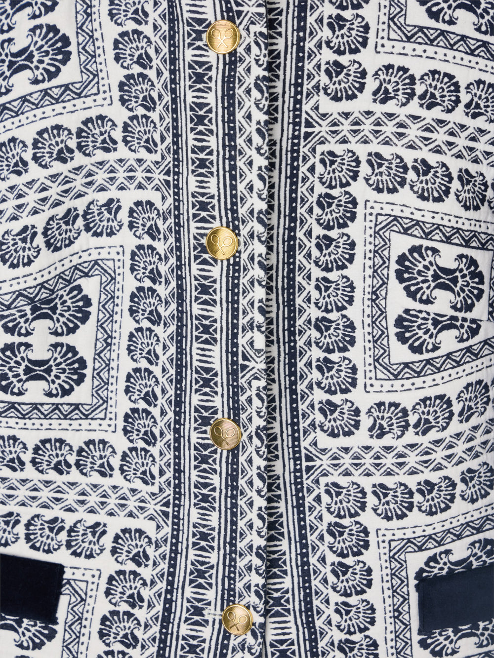 Navy blue motif jacquard blazer