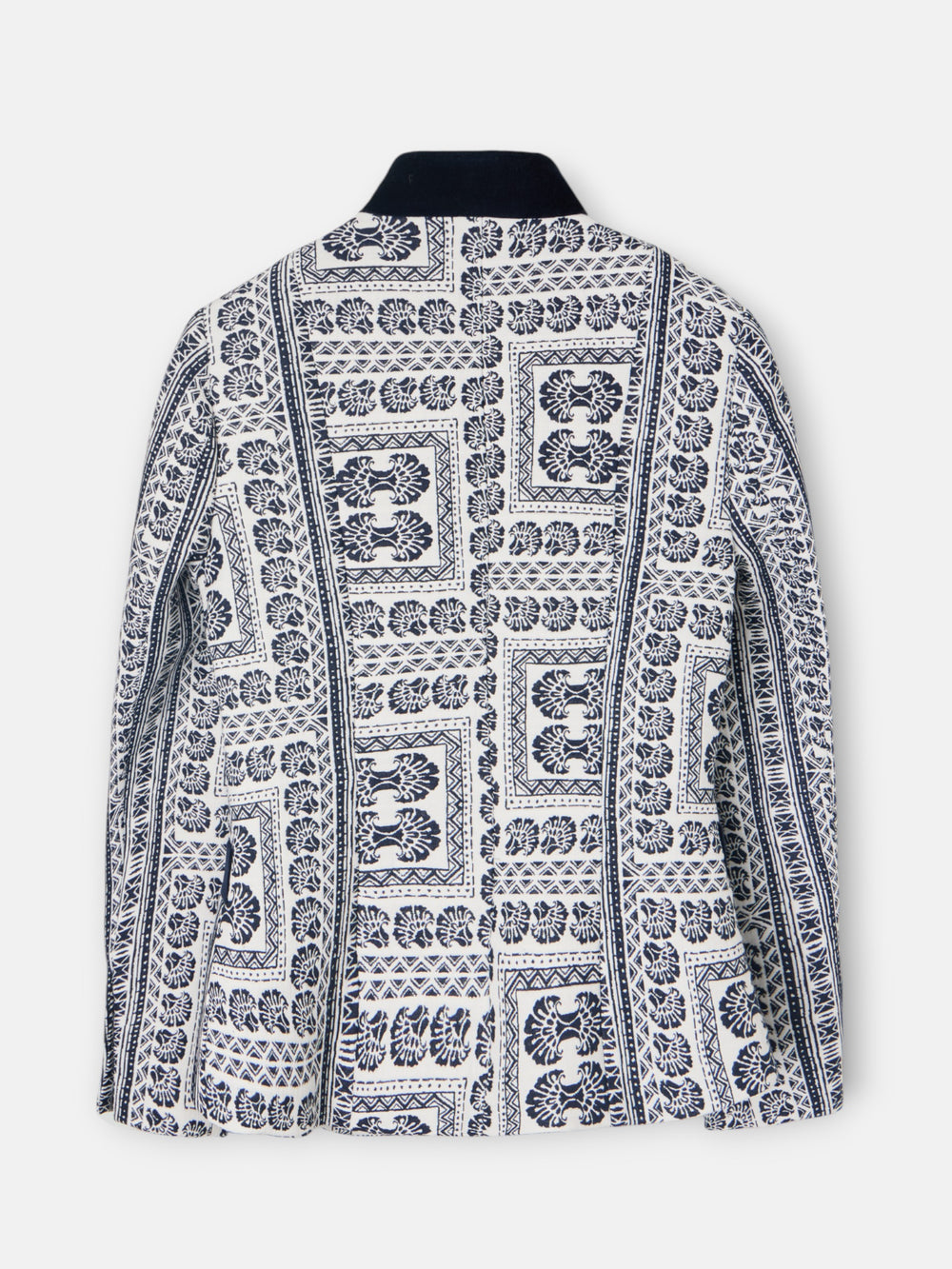 Navy blue motif jacquard blazer