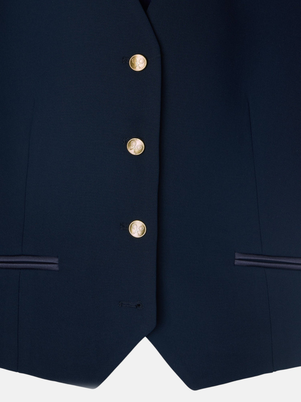 Chaleco clasico detalles saten marino