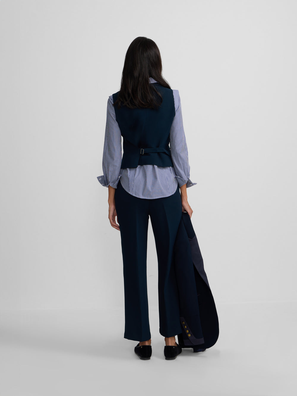 Chaleco clasico detalles saten marino