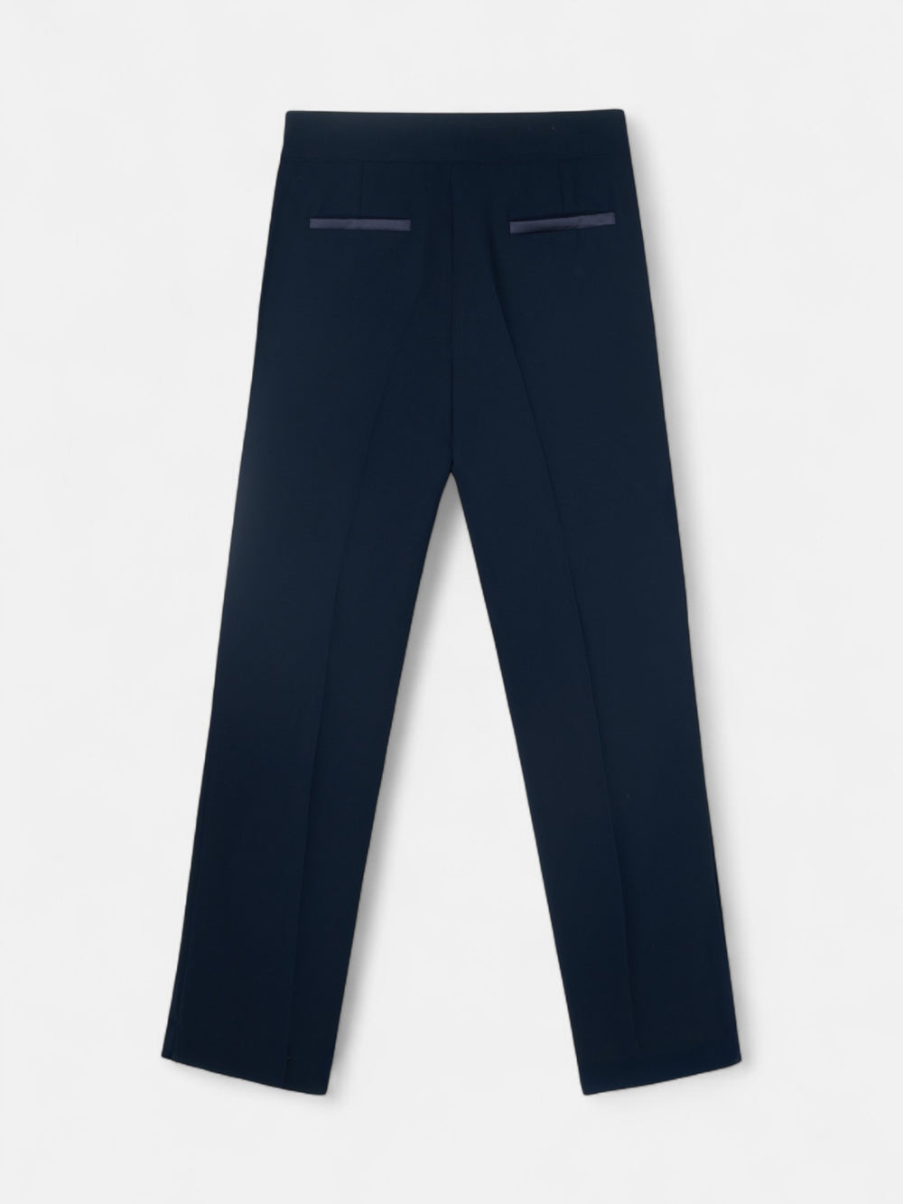 Pantalon vestir detalles saten marino