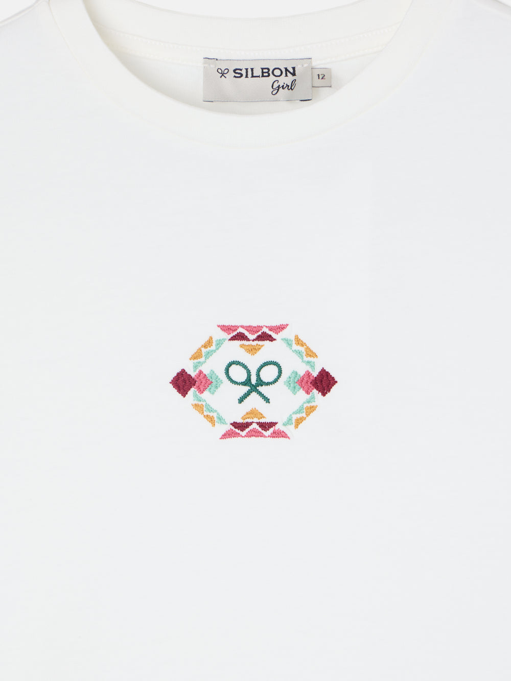 Camiseta girl raqueta etnica multicolor blanca