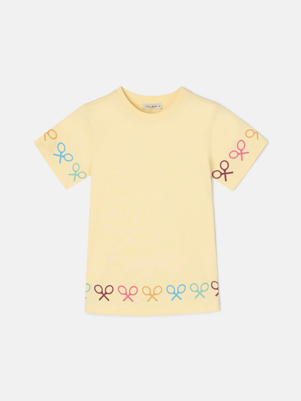 T-shirt menina raquetes multicolor amarelo