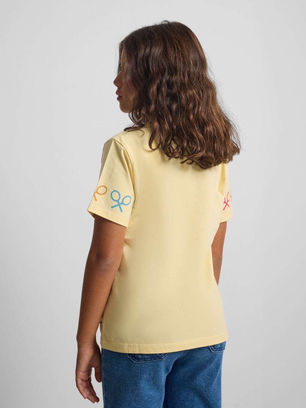 T-shirt menina raquetes multicolor amarelo