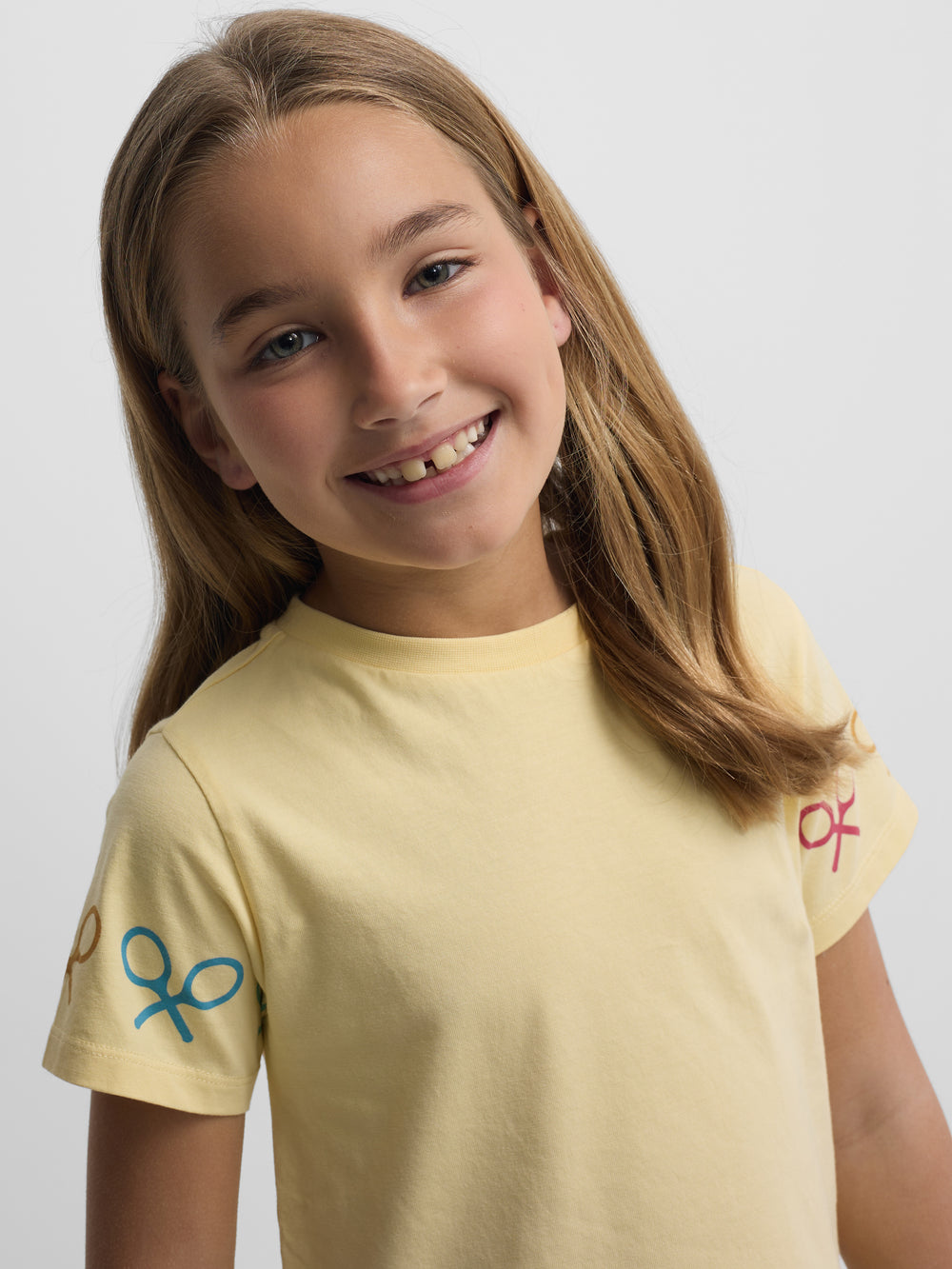 Camiseta girl raquetas multicolor amarilla