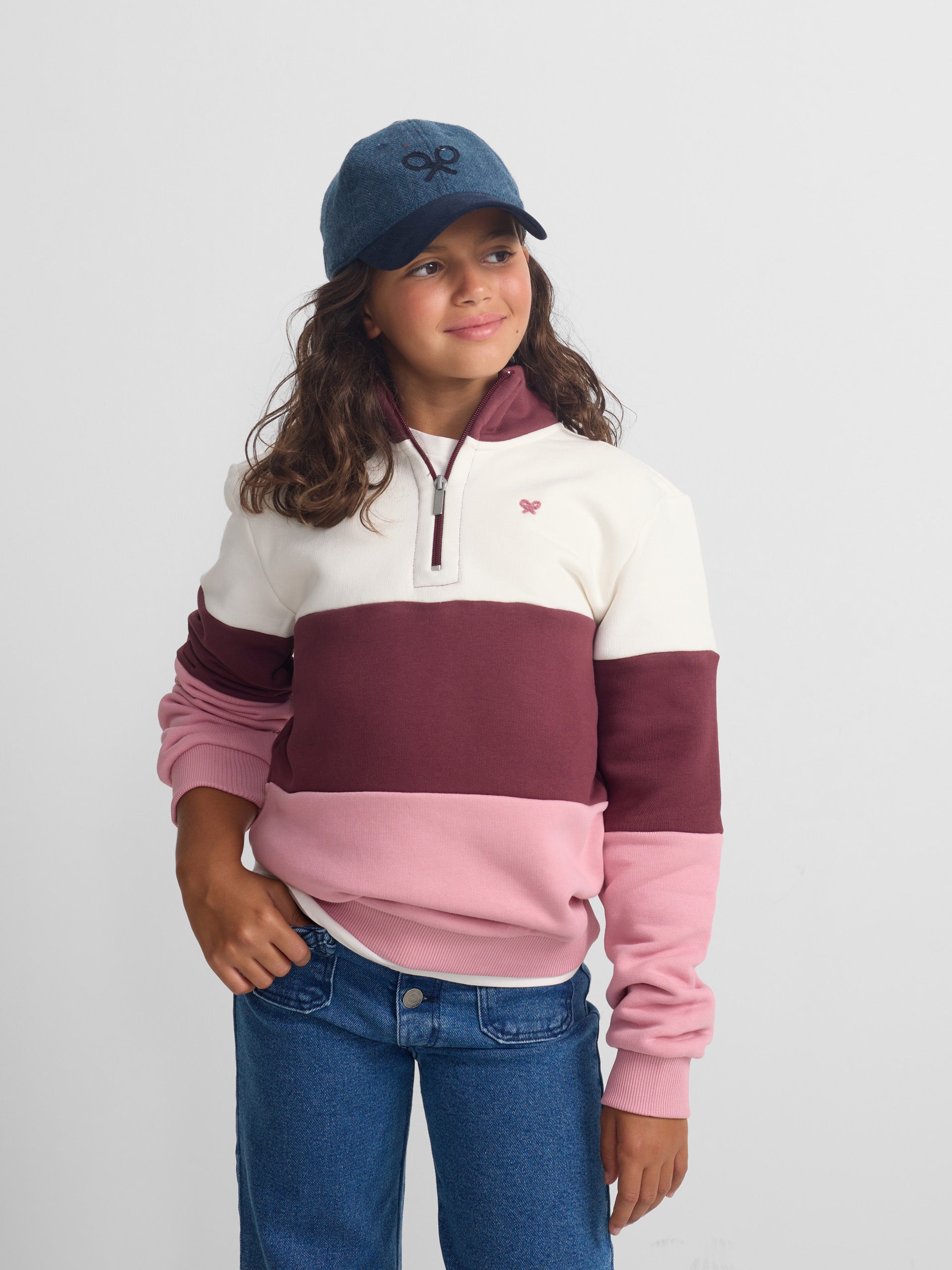 Sudadera girl tricolor rosa y blanca