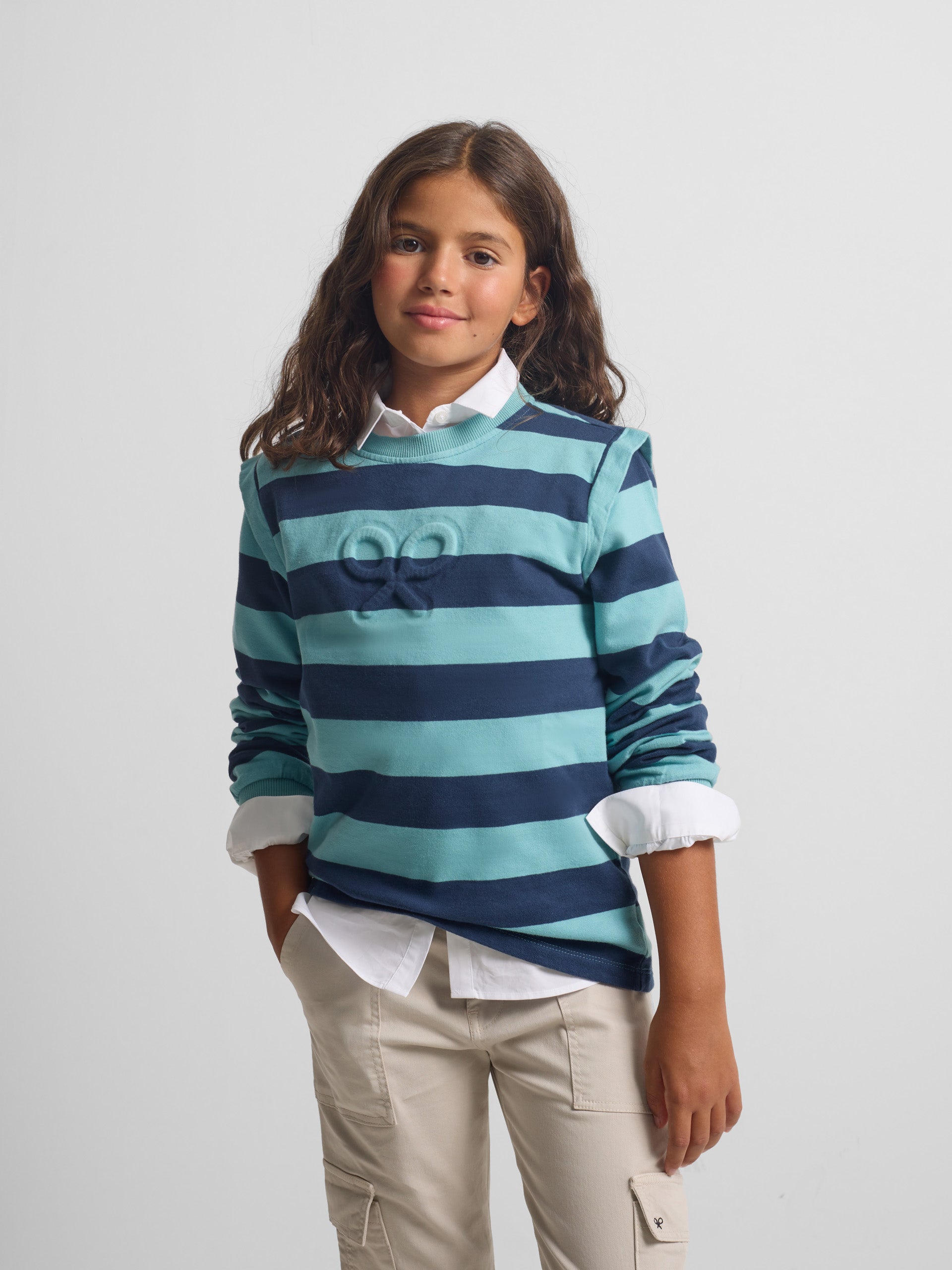 Sudadera girl hombreras rayas azules