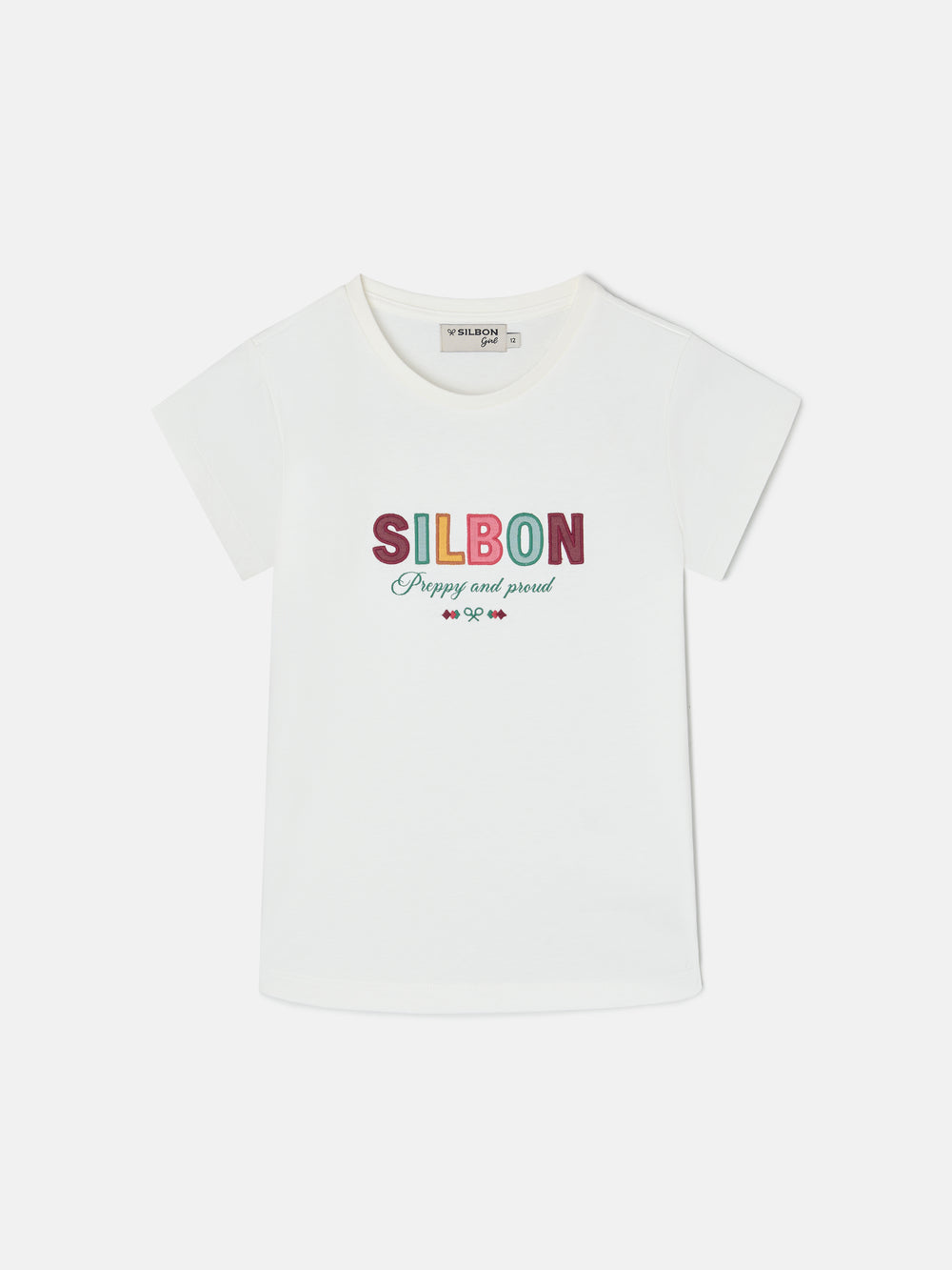 T-shirt girl letras silbon branca