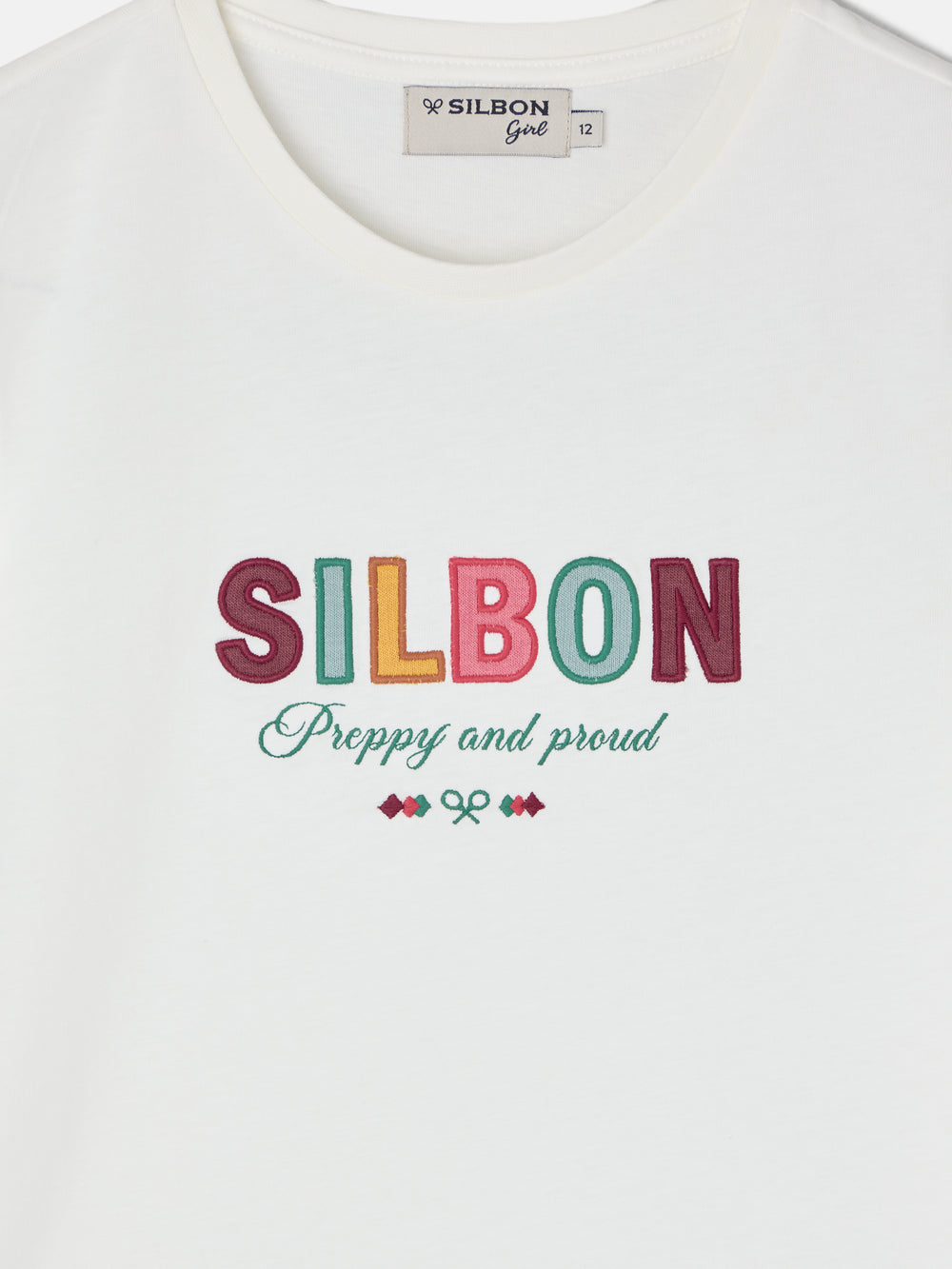 T-shirt girl letras silbon branca