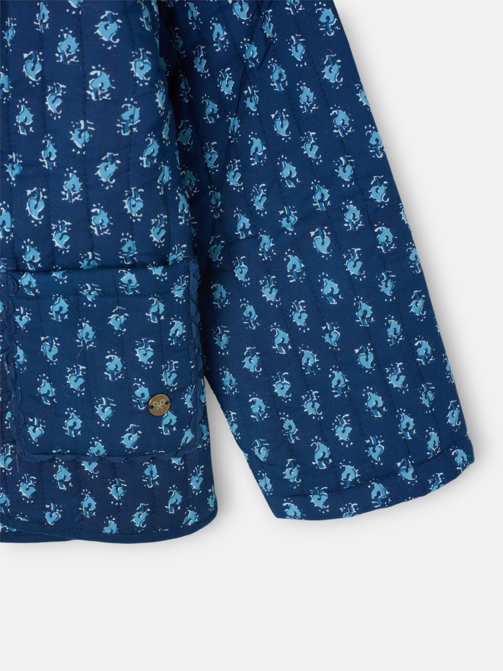 Chaqueta girl acolchada lazos estampado azul