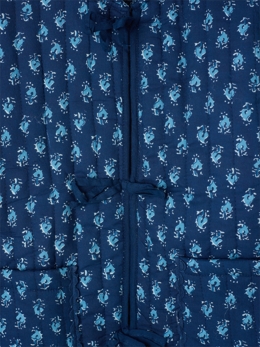 Chaqueta girl acolchada lazos estampado azul