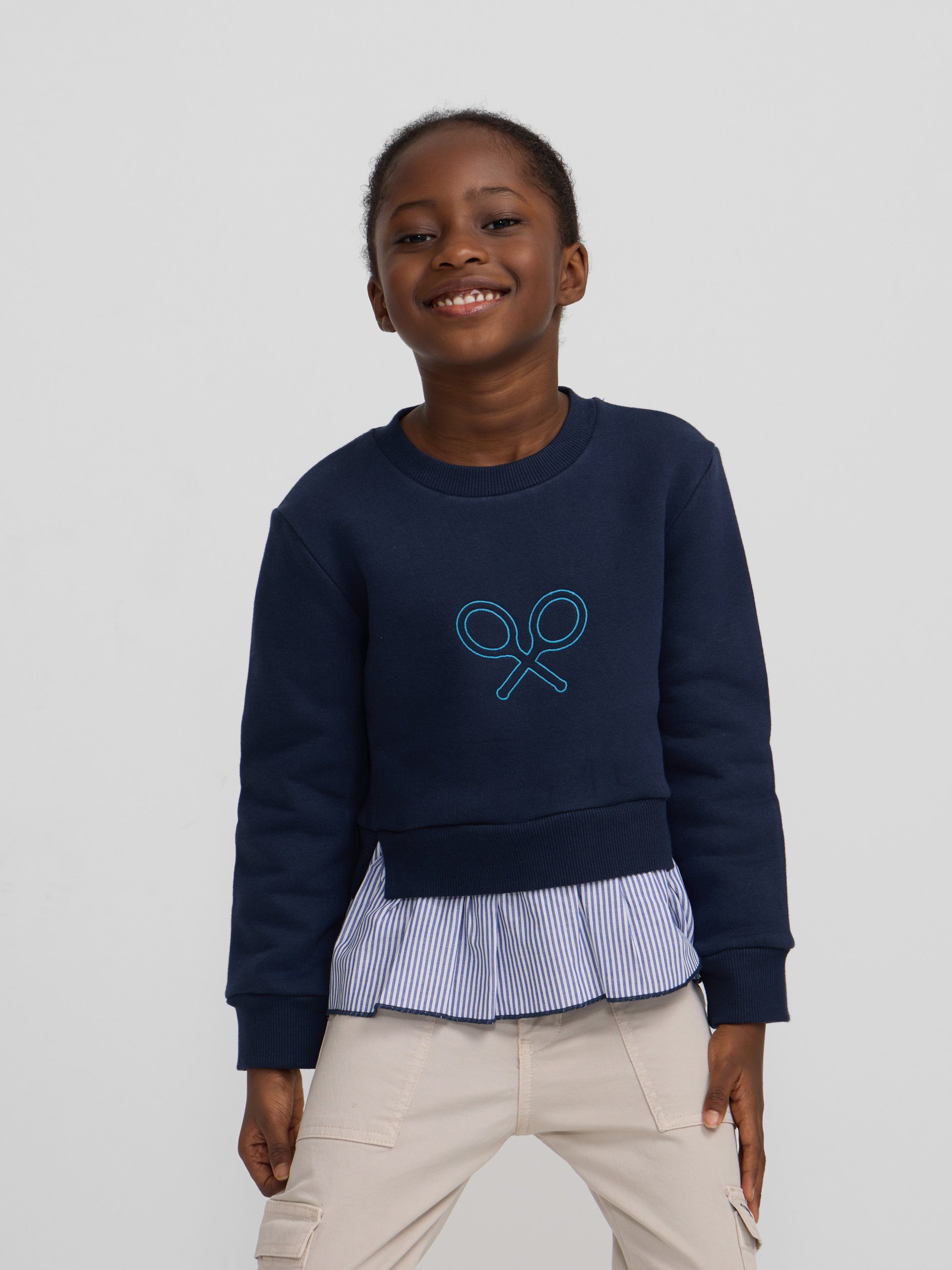 Sudadera girl combinada volante marino