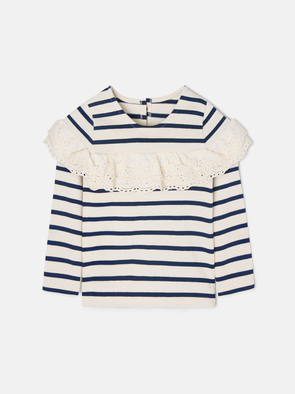 Camiseta girl manga larga volante rayas marino
