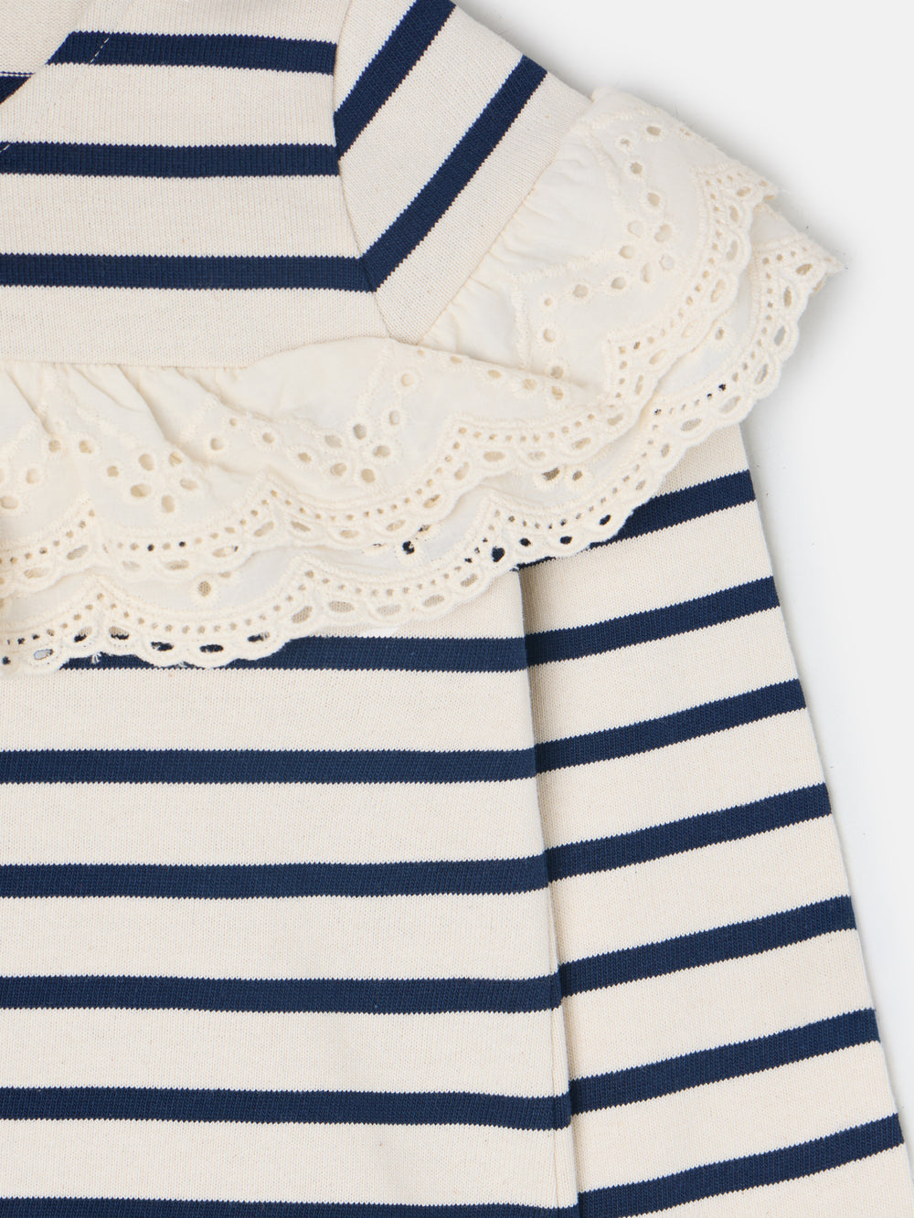 Camiseta girl manga larga volante rayas marino