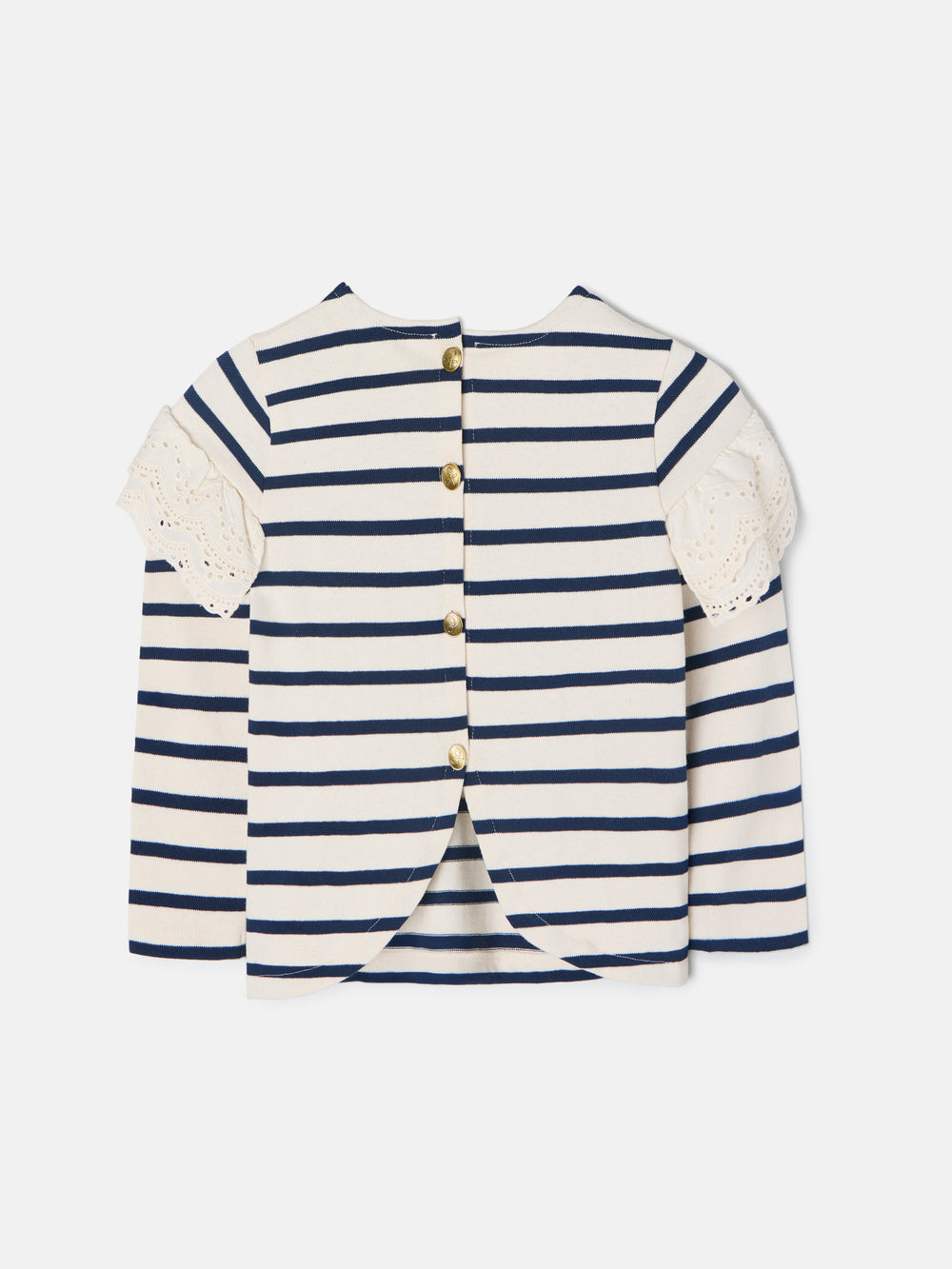 Camiseta girl manga larga volante rayas marino