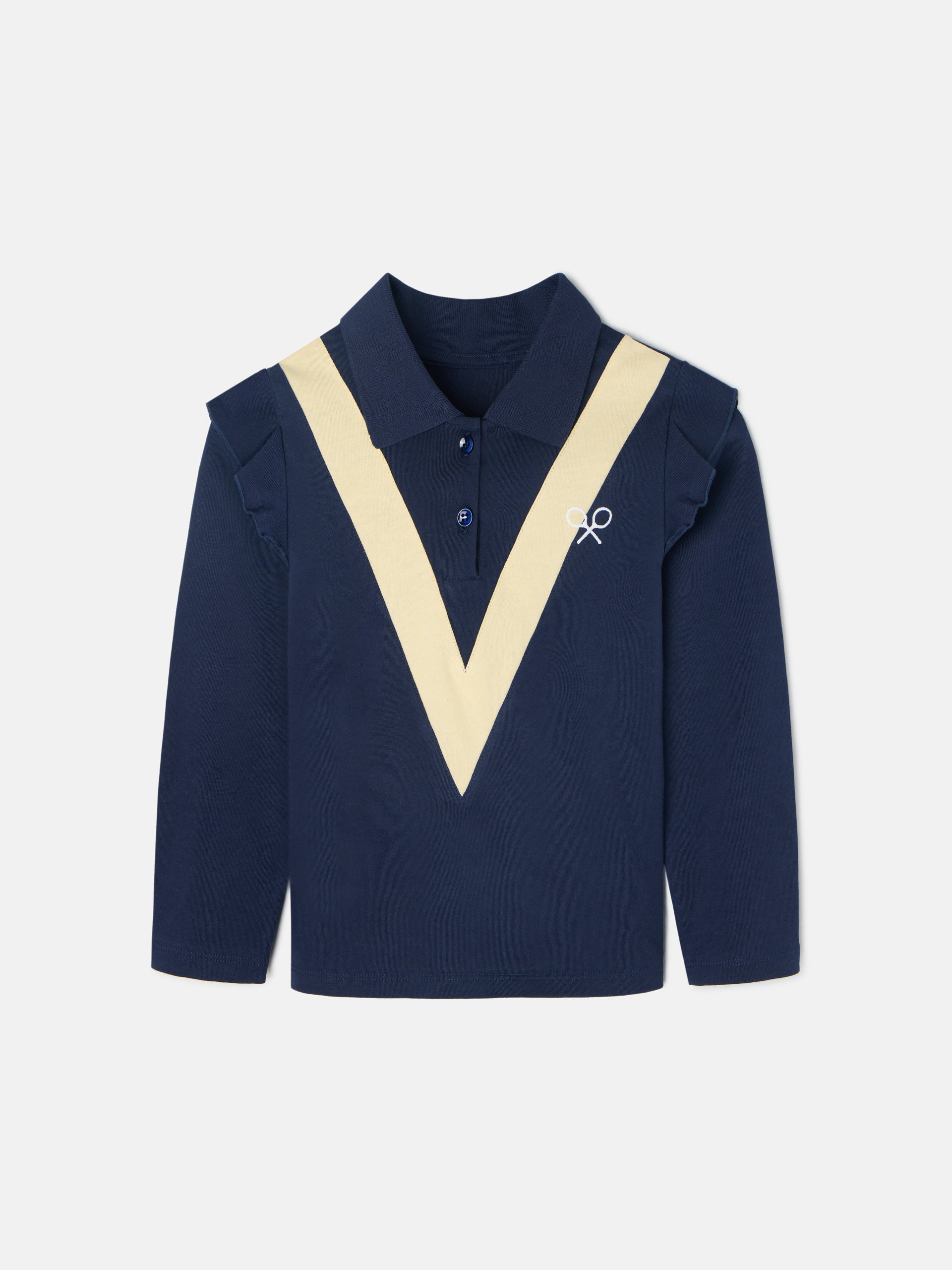 Navy blue long-sleeved polo girl