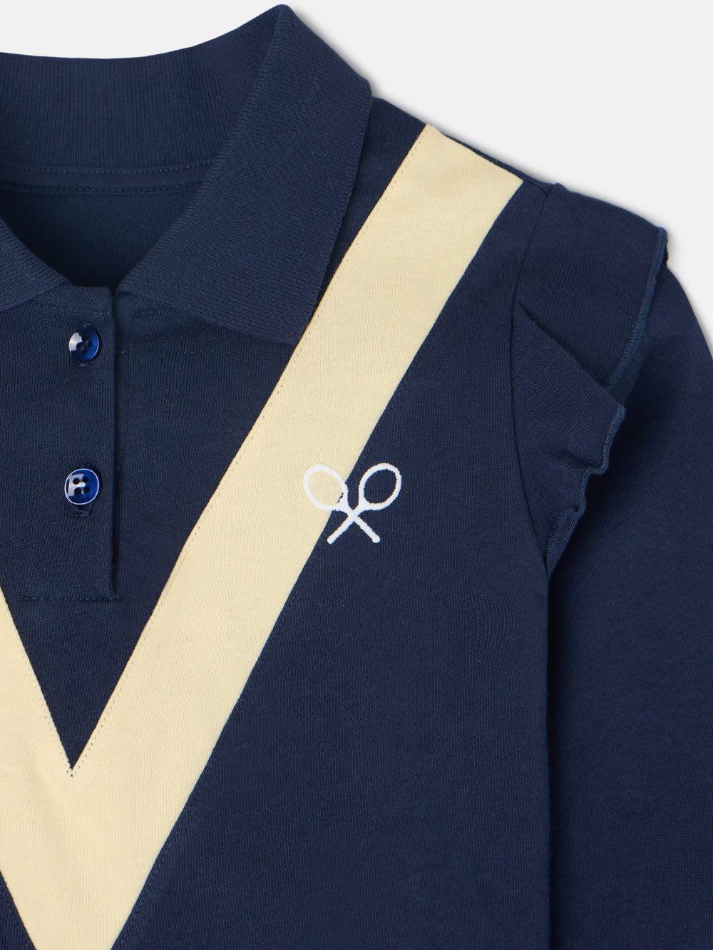 Navy blue long-sleeved polo girl