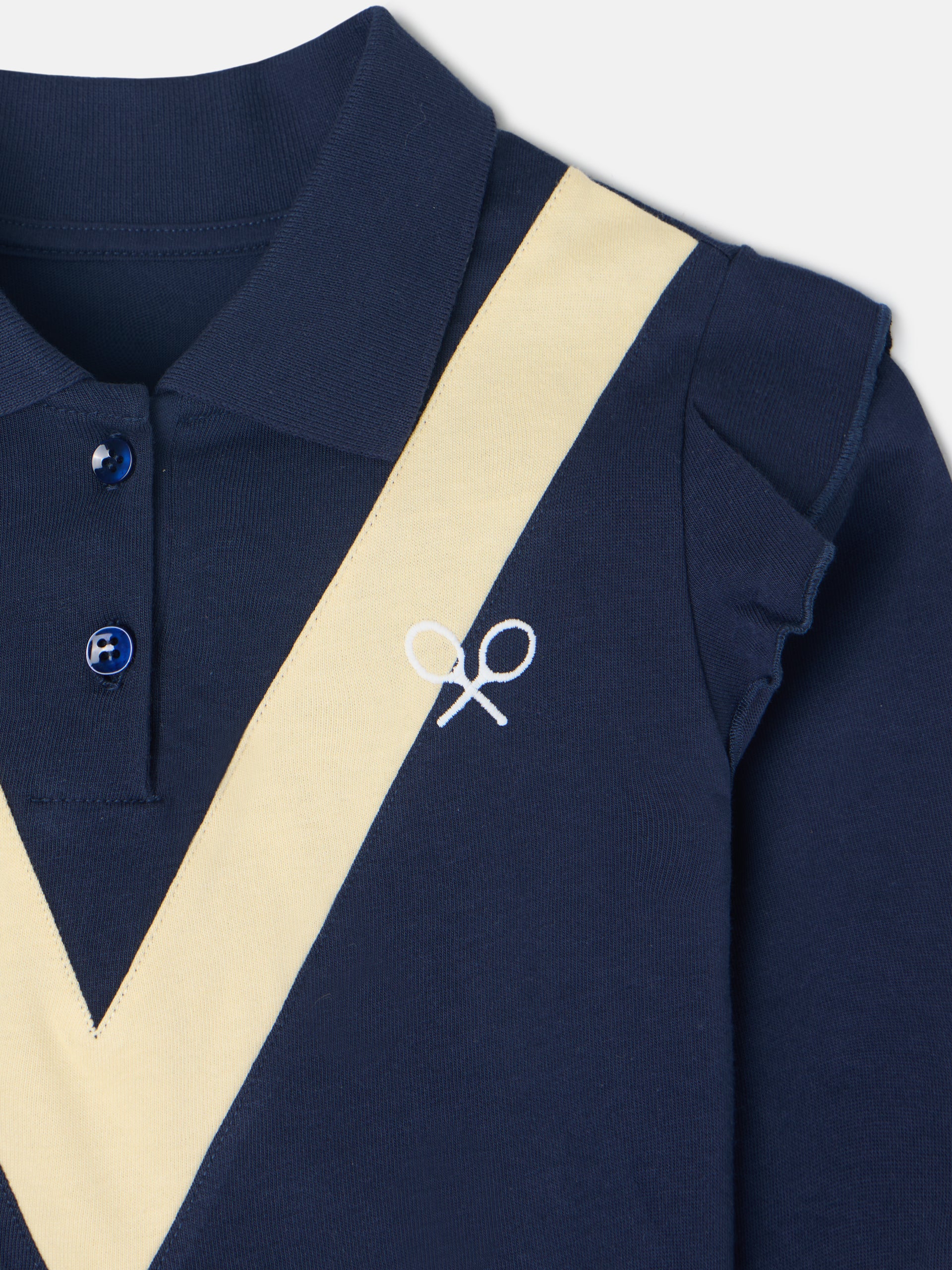 Navy blue long-sleeved polo girl
