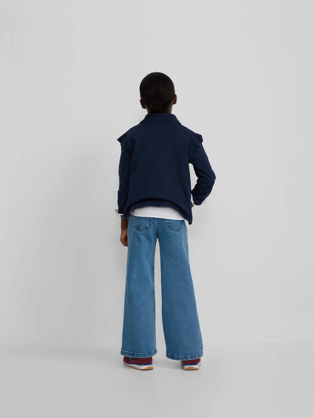 Navy blue long-sleeved polo girl