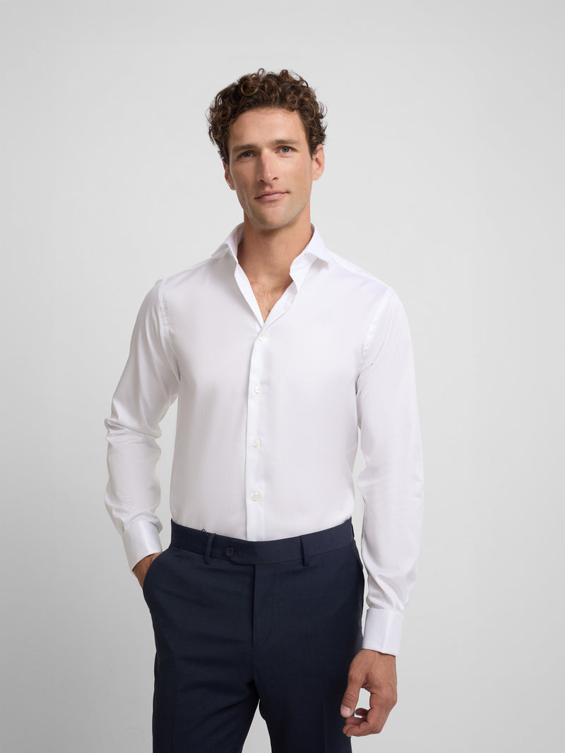 Camisa vestir easy iron puño doble blanca