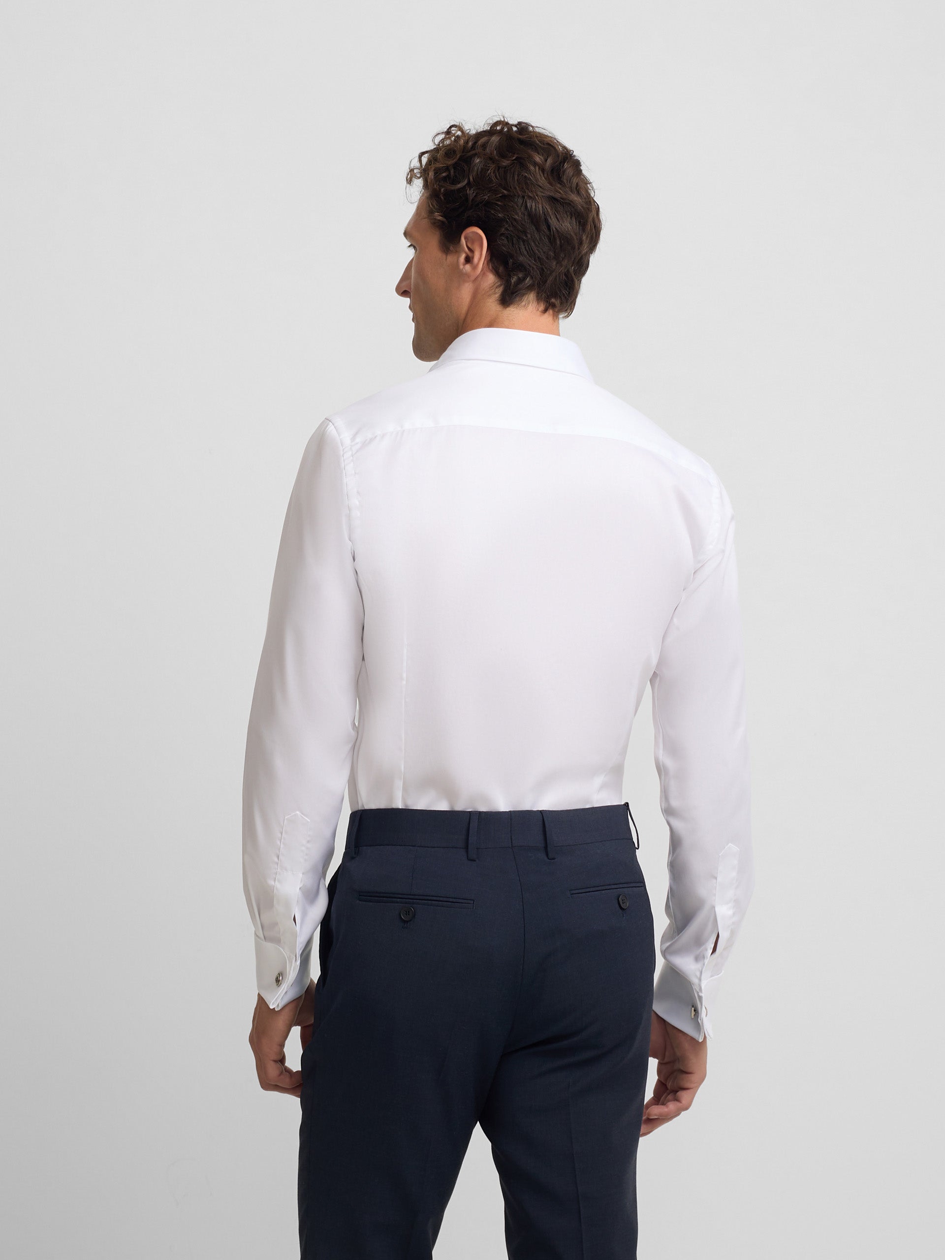 Camisa de vestir easy iron punho duplo branca