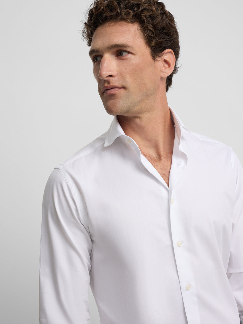 Camisa vestir espiga puño doble blanca