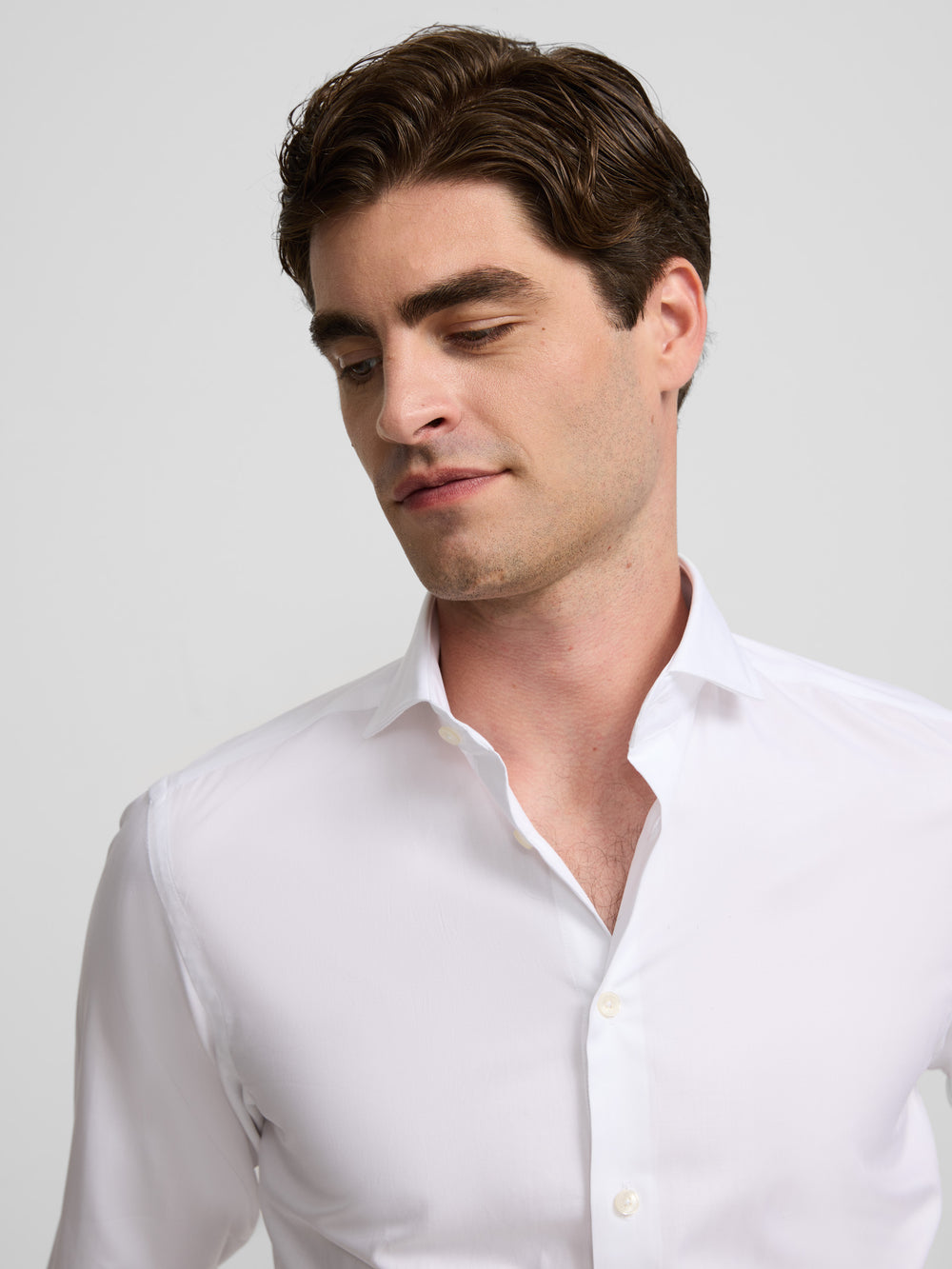 Camisa de vestir espinhada com punho duplo branca