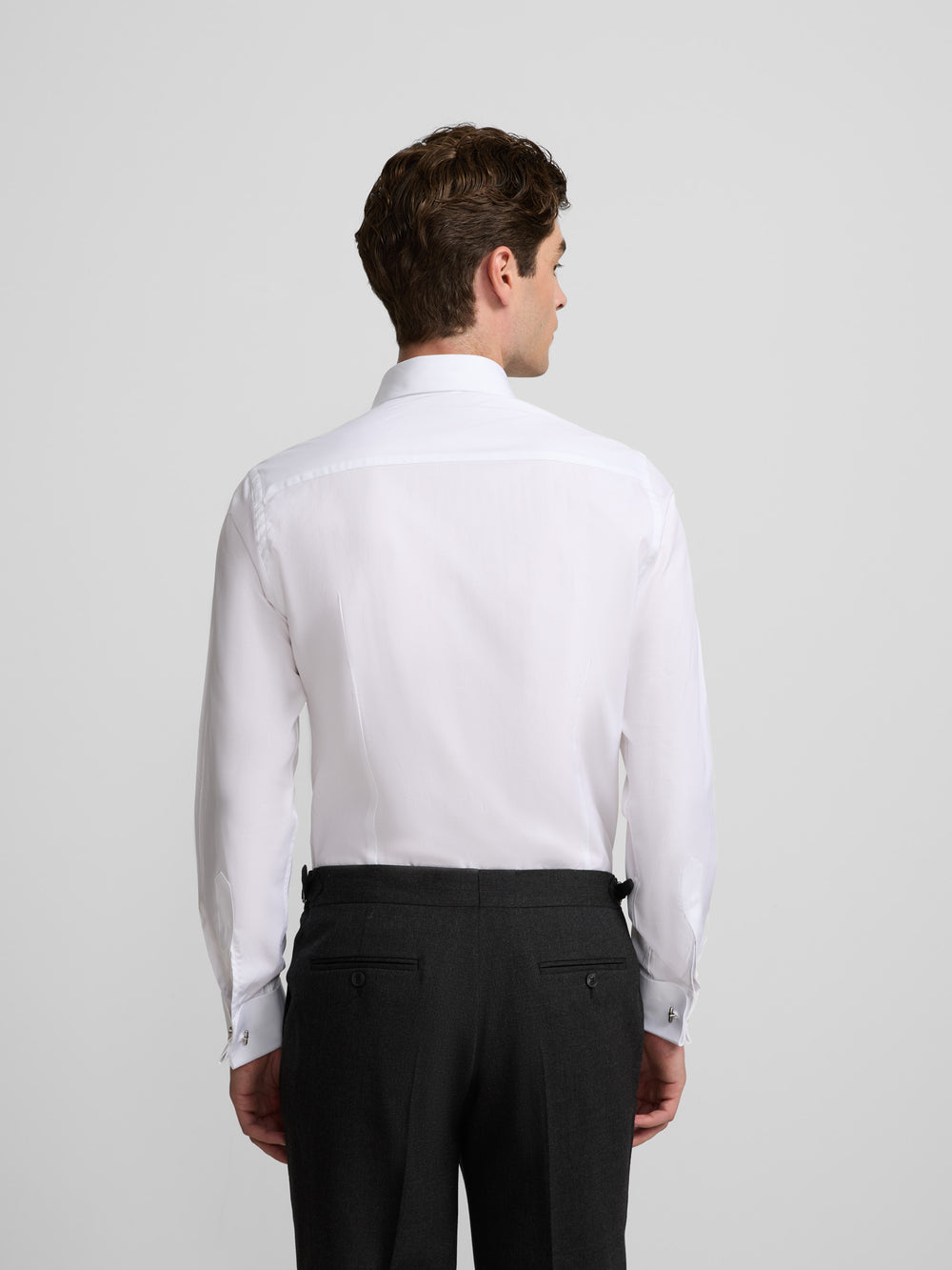 Camisa de vestir espinhada com punho duplo branca