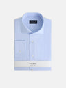Chemise habillée à fines rayures, poignets simples bleu ciel