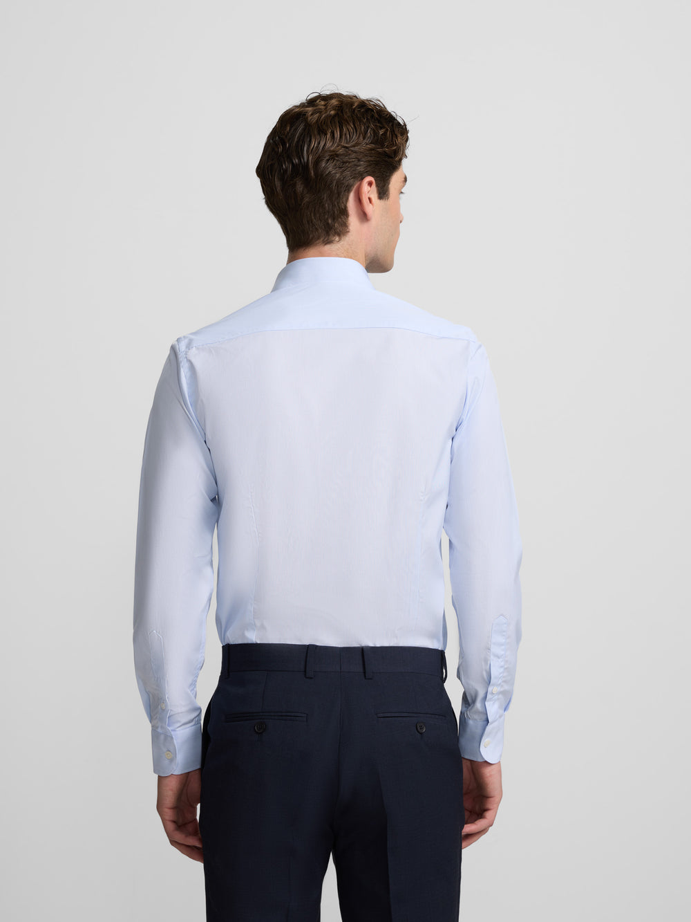 Camisa vestir mini rayas puño simple celeste