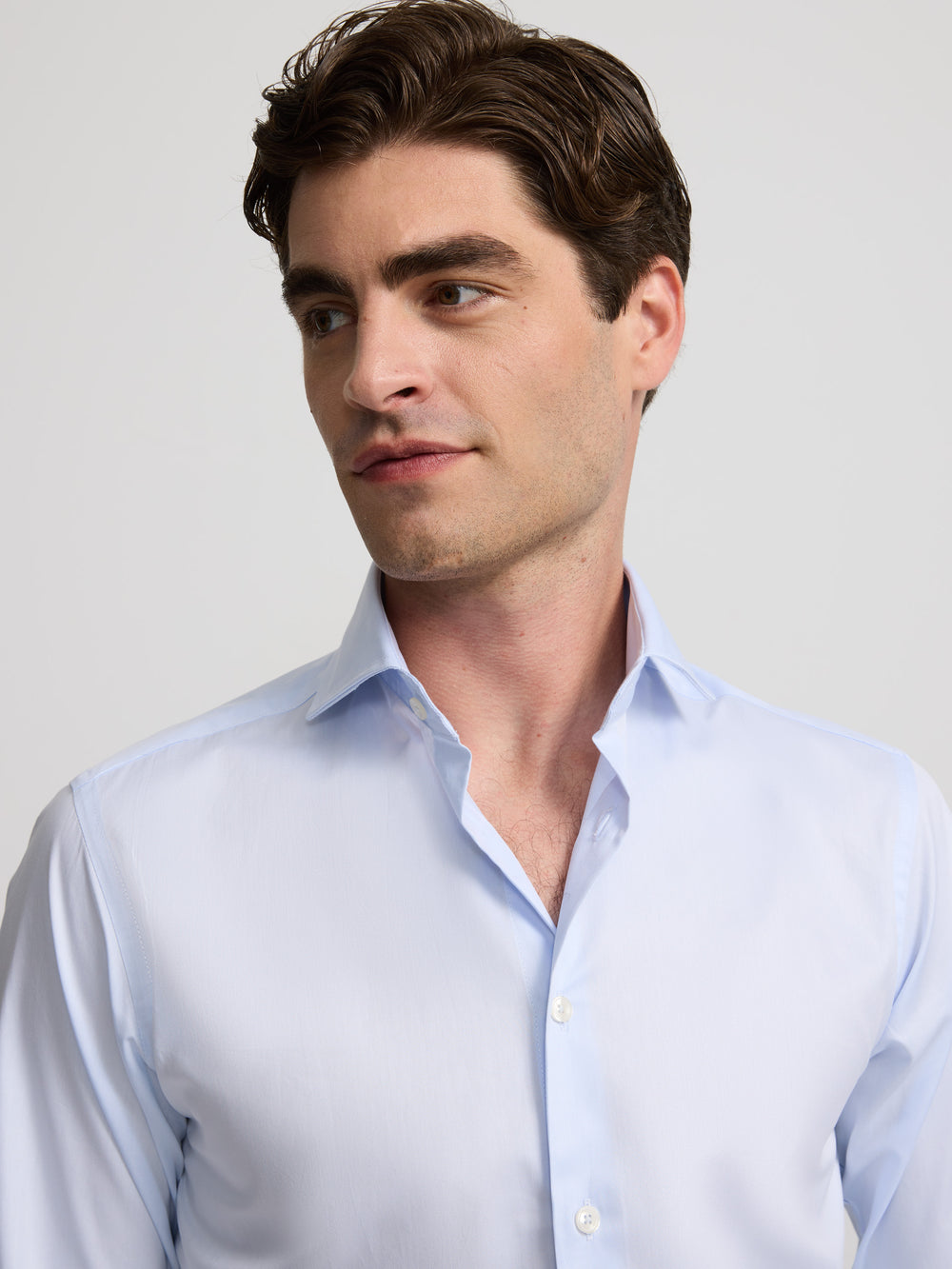 Light blue dress shirt with single cuff