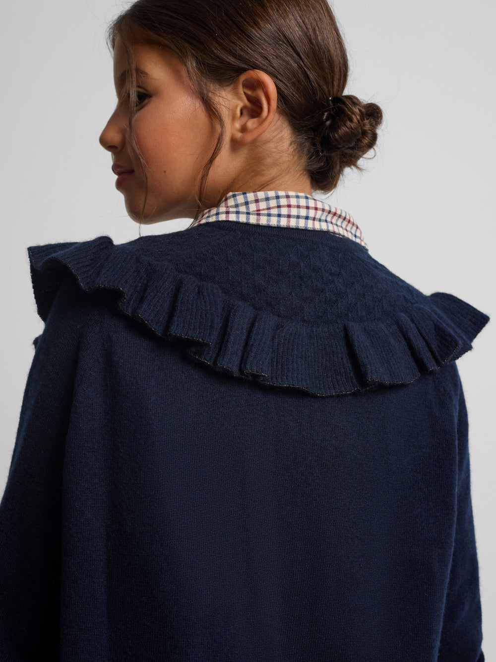 Cardigan girl punto volante marino