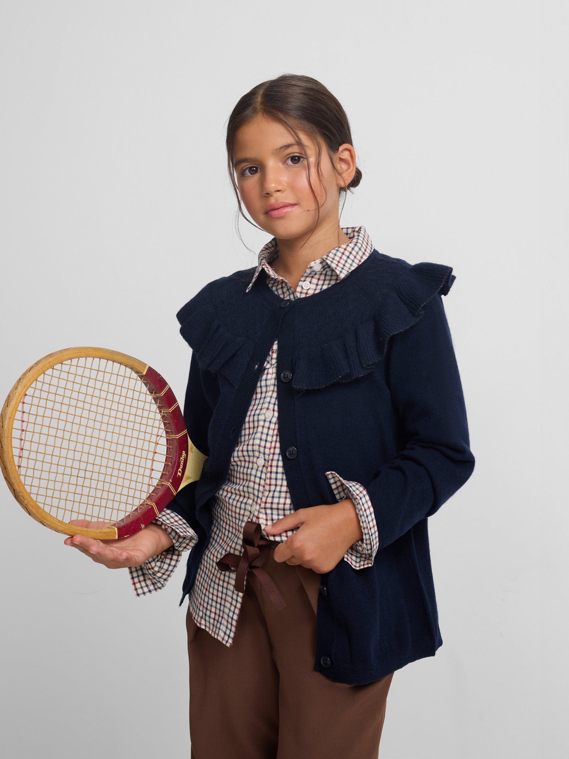 Cardigan girl punto volante marino