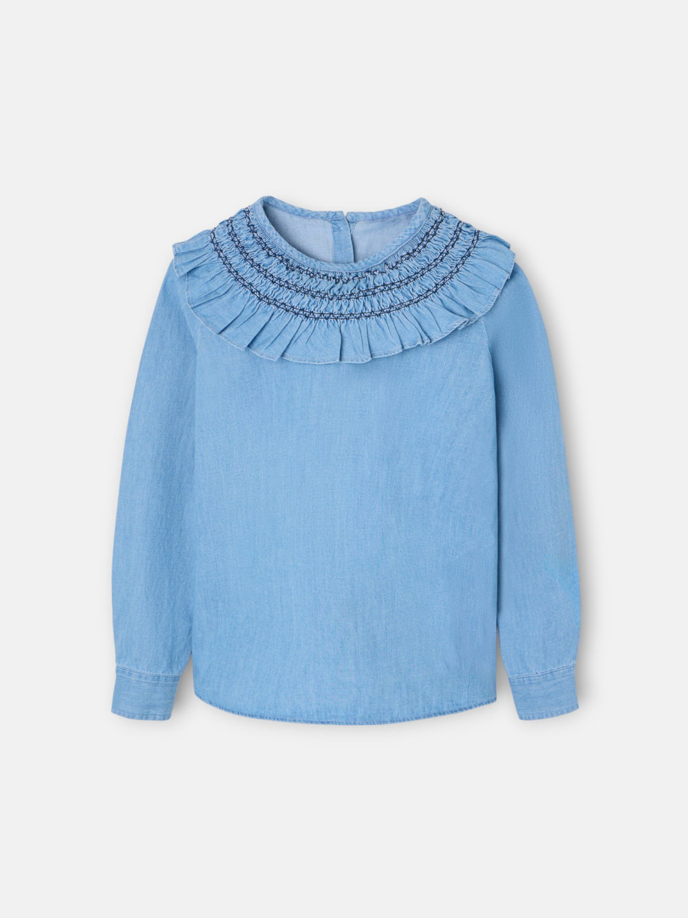 Girl's blouse with denim cuff detail