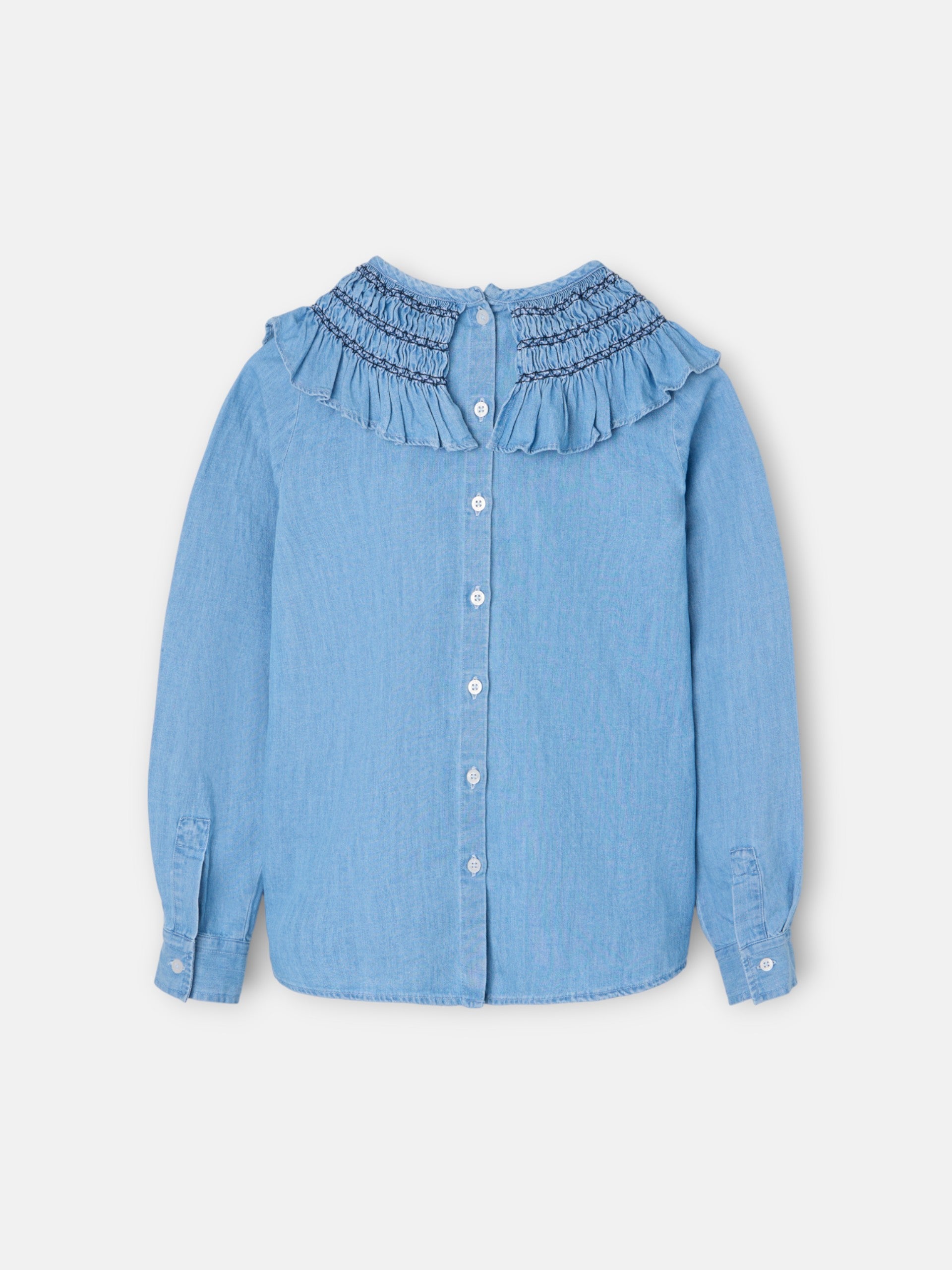 Girl's blouse with denim cuff detail