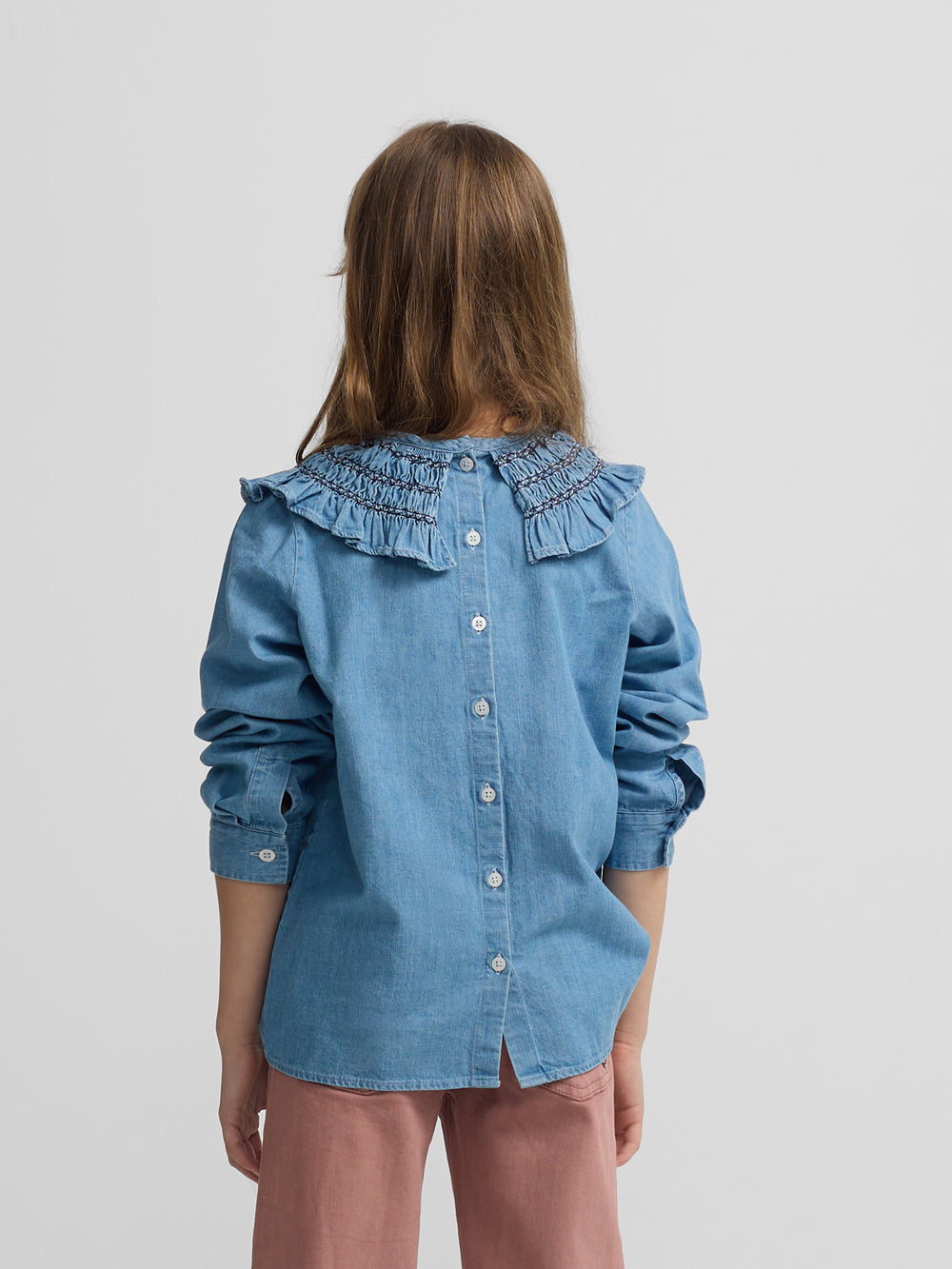 Blusa girl detalle puño denim