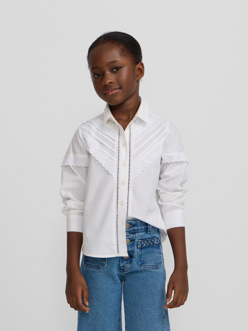 White embroidered girl shirt