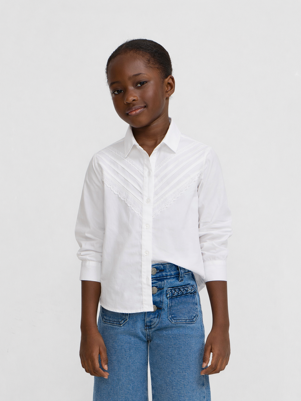 White embroidered girl shirt