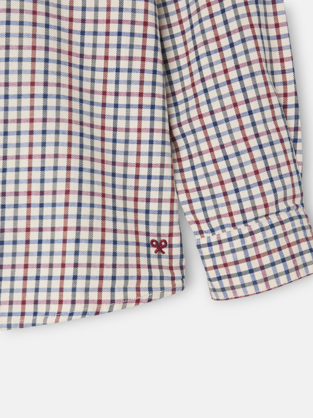 Girl's shirt with blue and red checkered ruffle