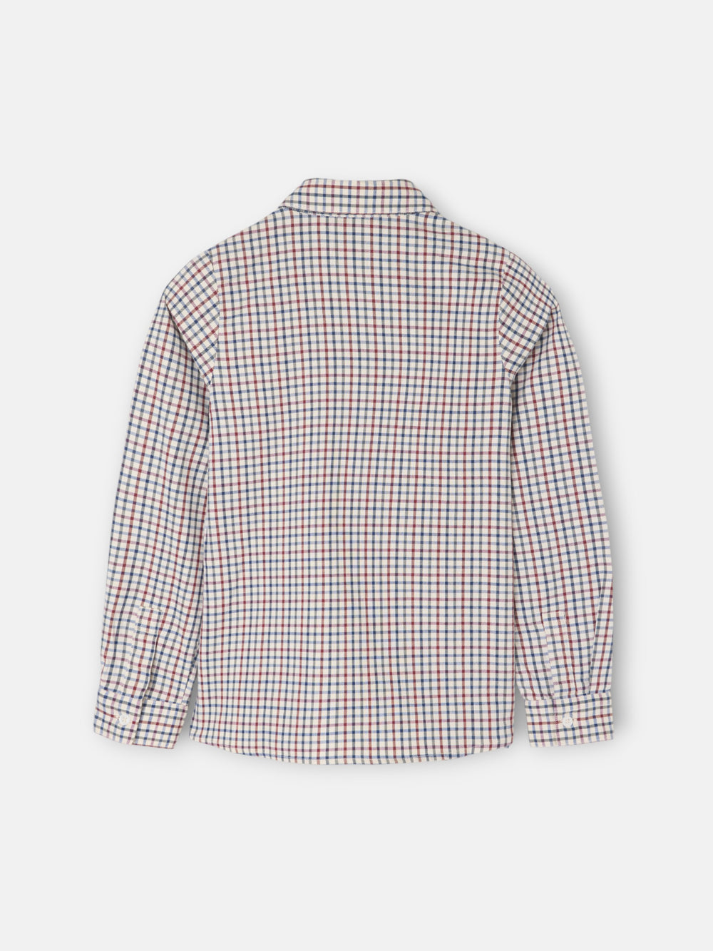 Girl's shirt with blue and red checkered ruffle