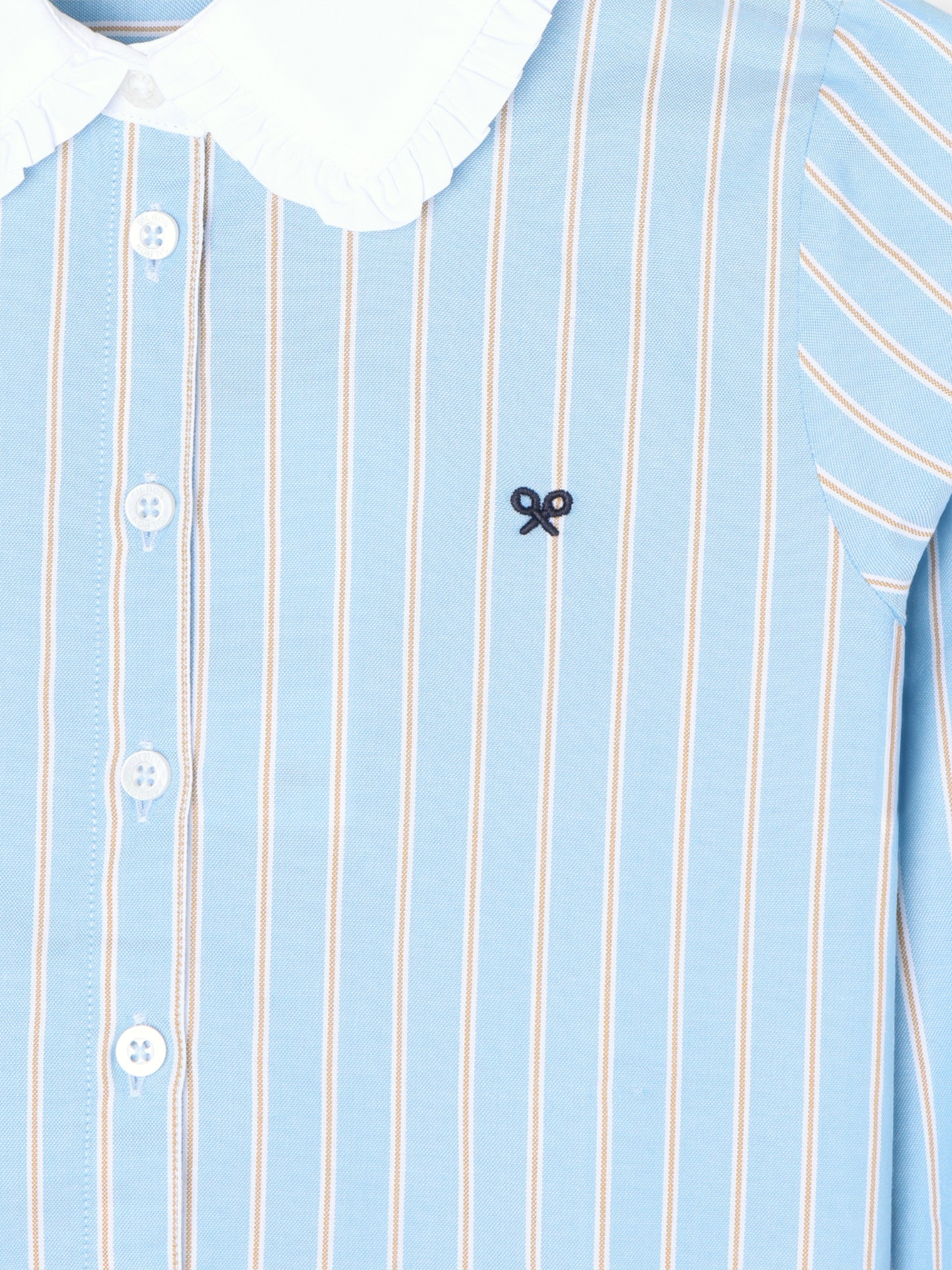 Camisa de menina às riscas azul e branco