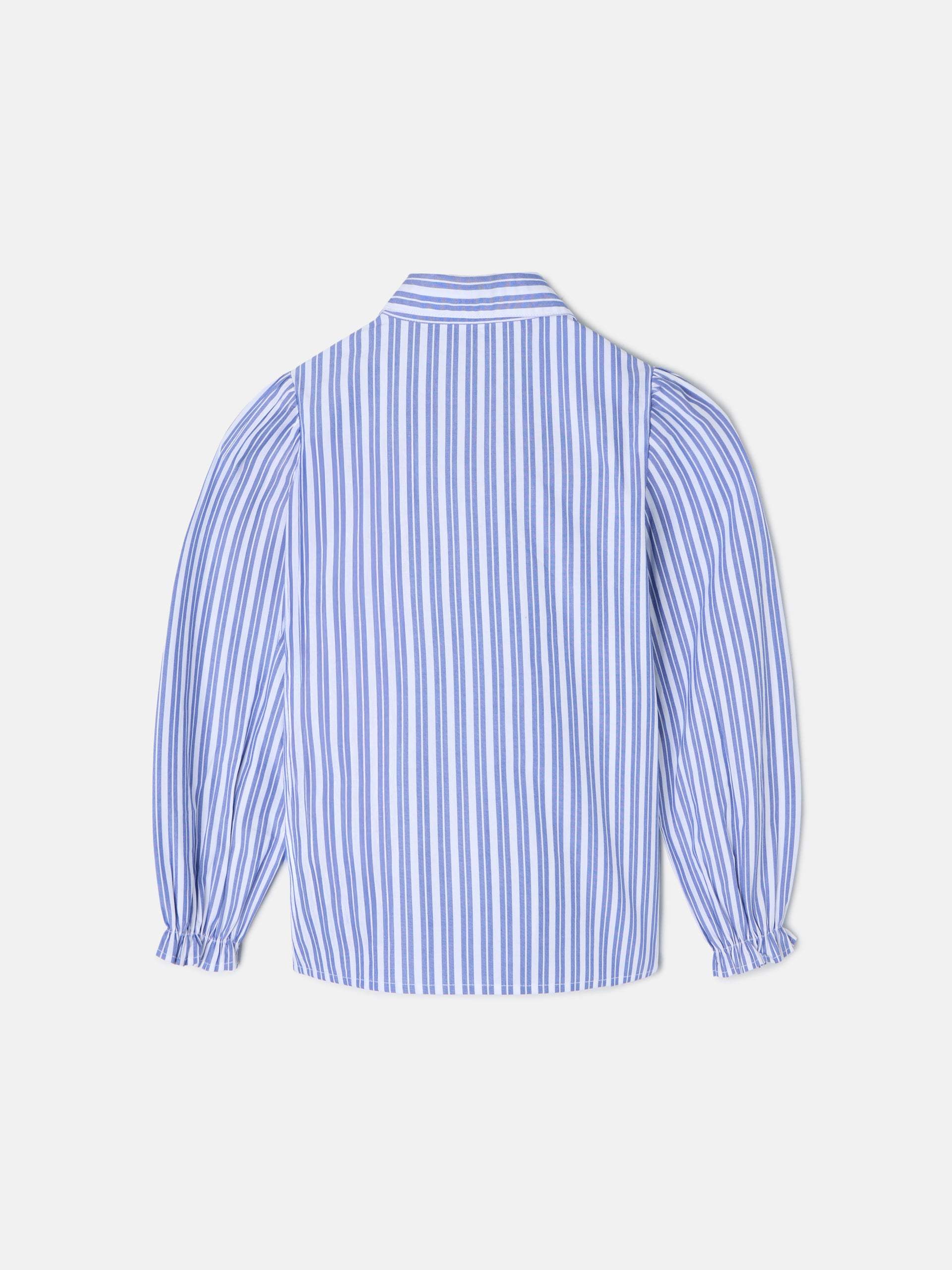 Camisa girl fruncidos rayas azul y blanca