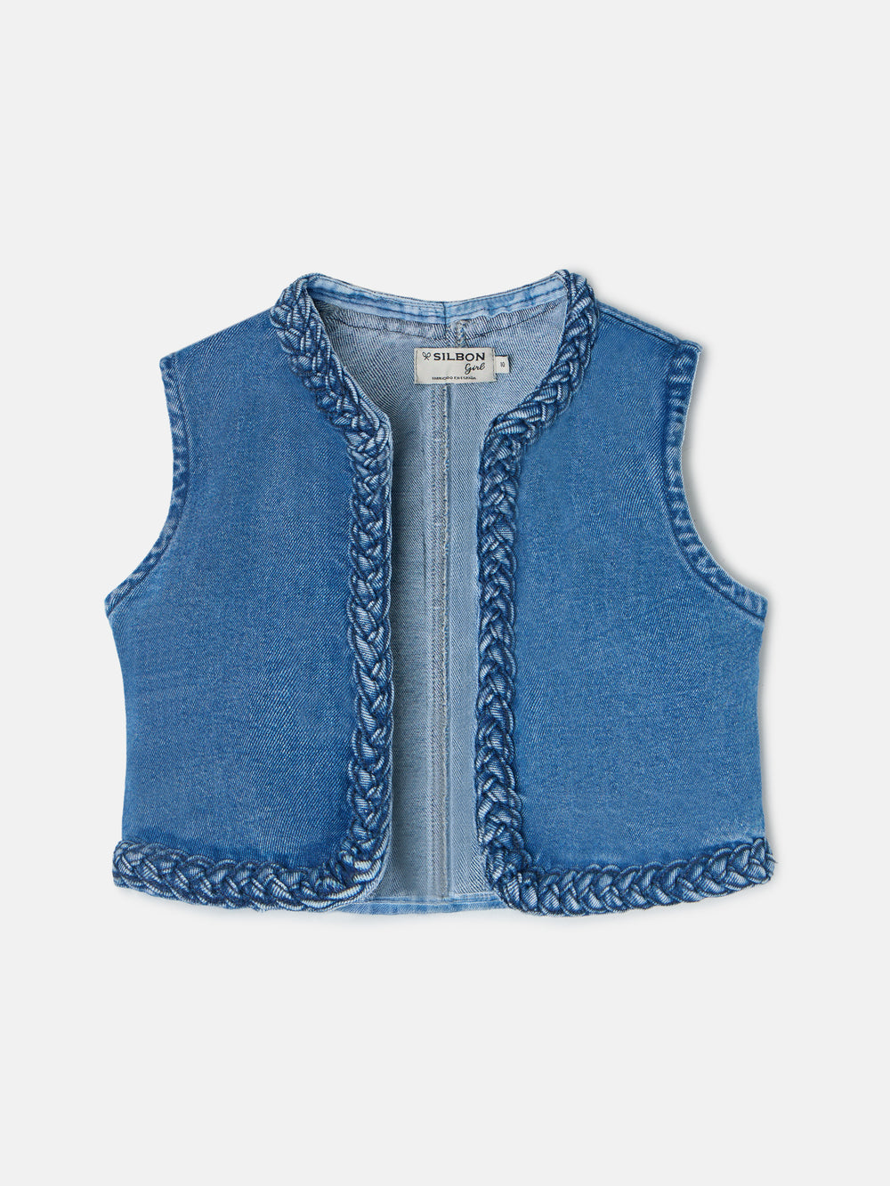 Girl's denim braid vest