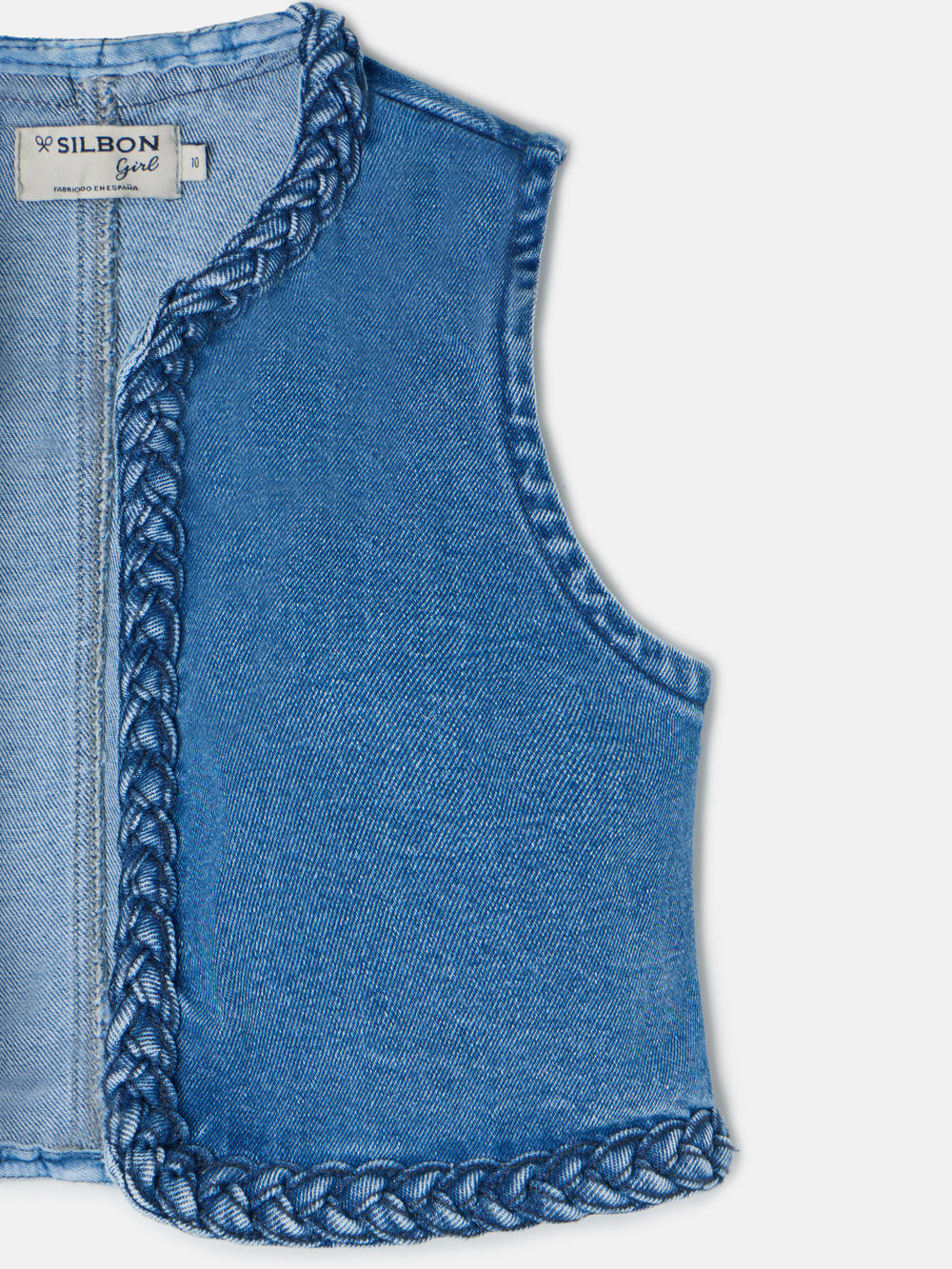 Girl's denim braid vest